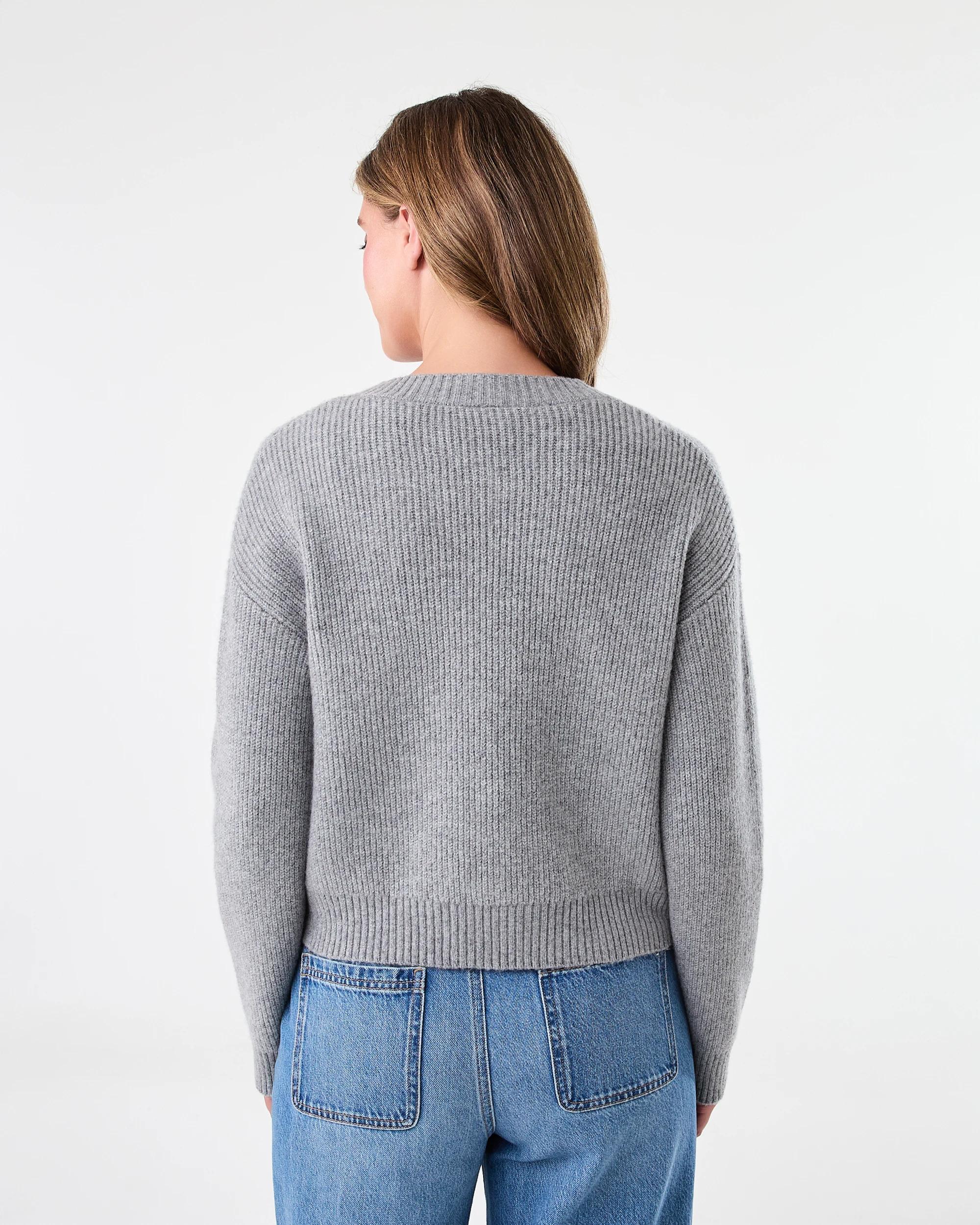 3 Tie Up Ribbed Cardigan Grey Marle, 3 of 8