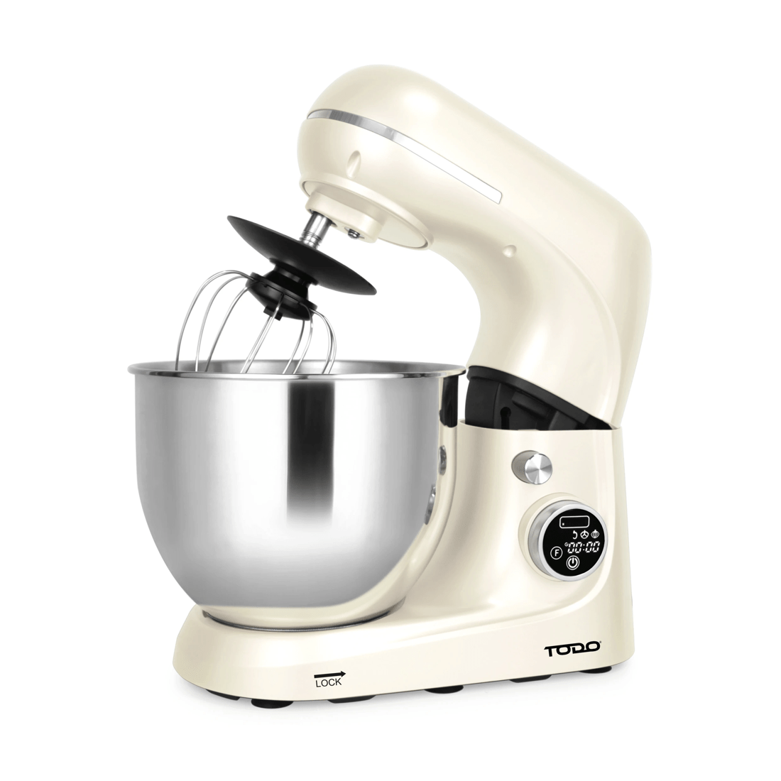3 TODO 1100W Electric Stand Mixer 5.3L Stainless Steel Bowl Heated Fermentation LCD Touch Screen Control - Cream, 3 of 7