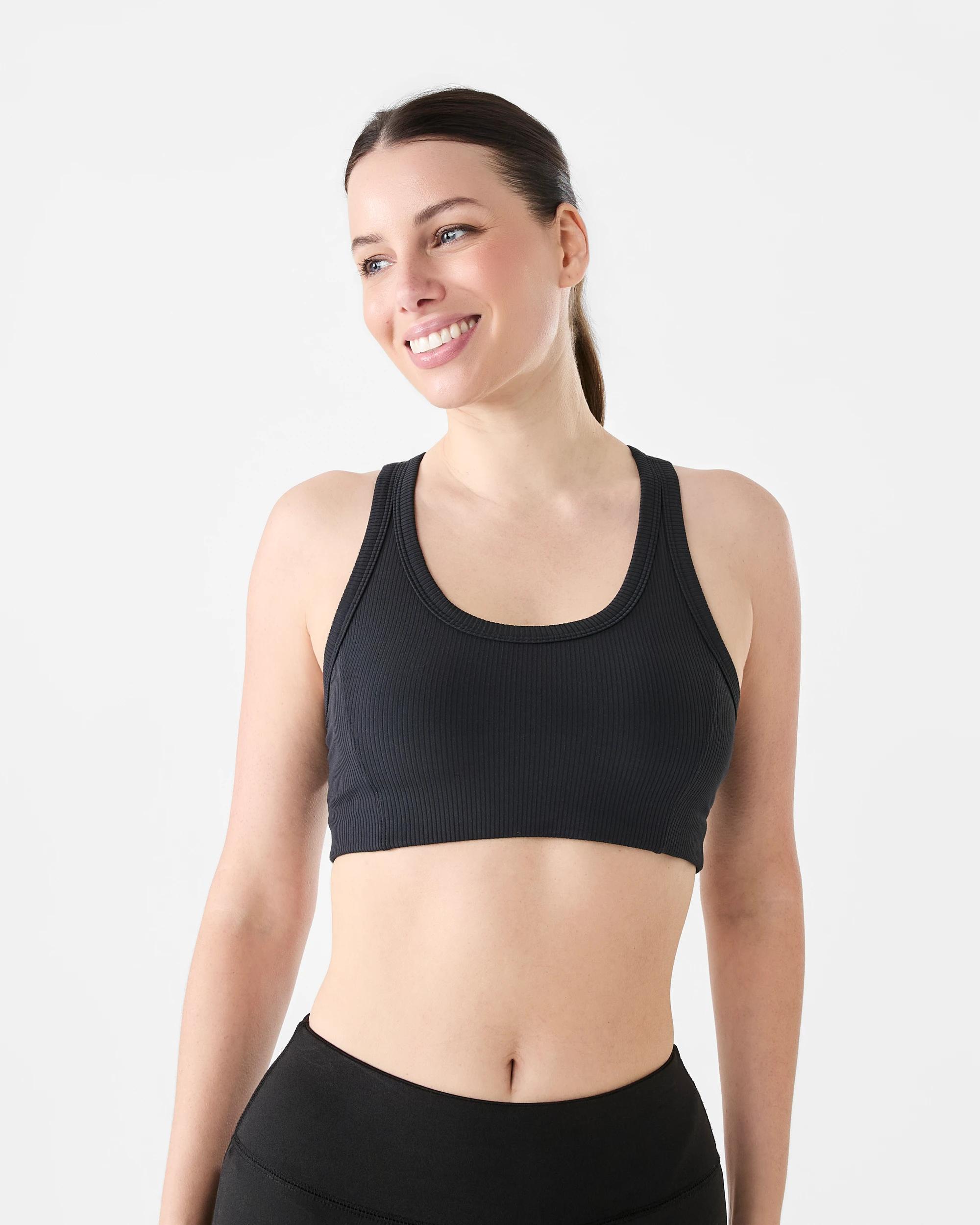 2 Active Womens Ultrasoft Rib Racer Crop Black, 2 of 5