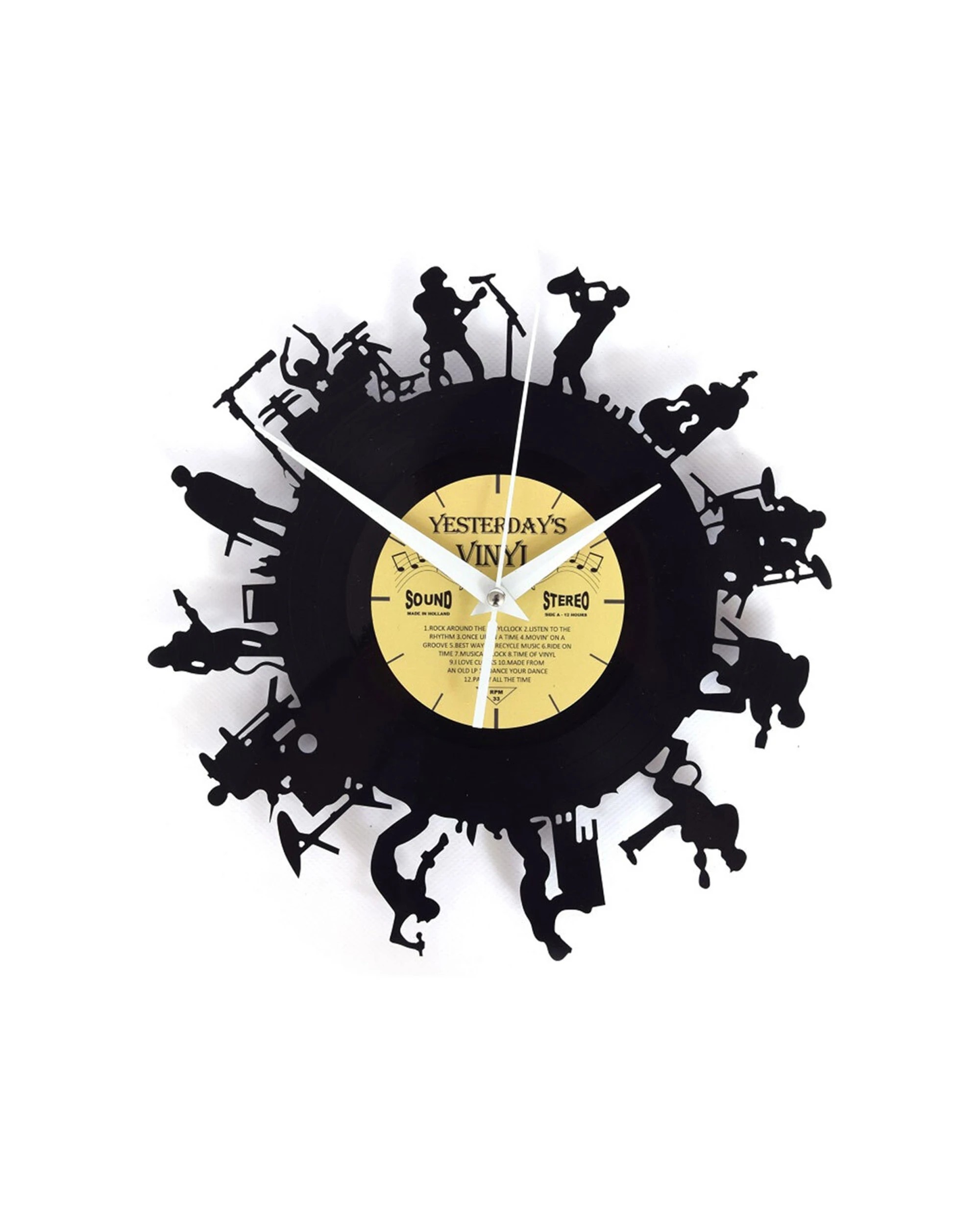 1 Yesterday's Vinyl Record Music Lover 30cm Memorabilia Clock Band - Black, 1 of 3