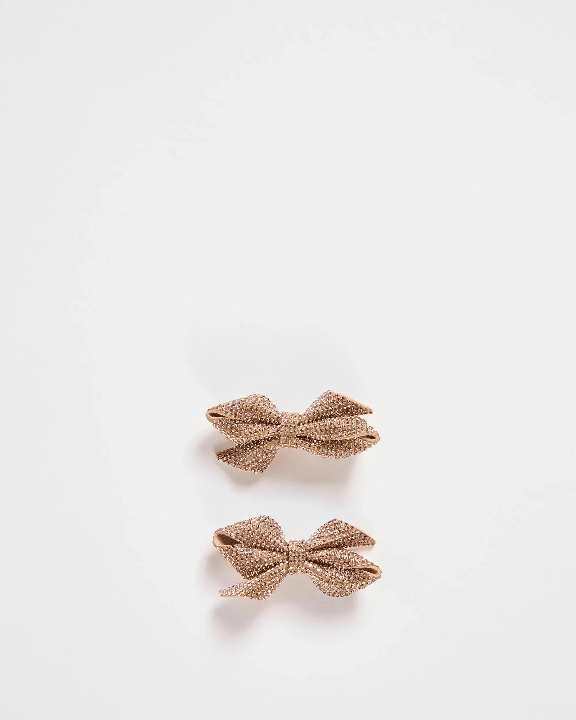 1 Target 2 Pack Mini Sparkle Bow Hair Clips ROSE GOLD, 1 of 2