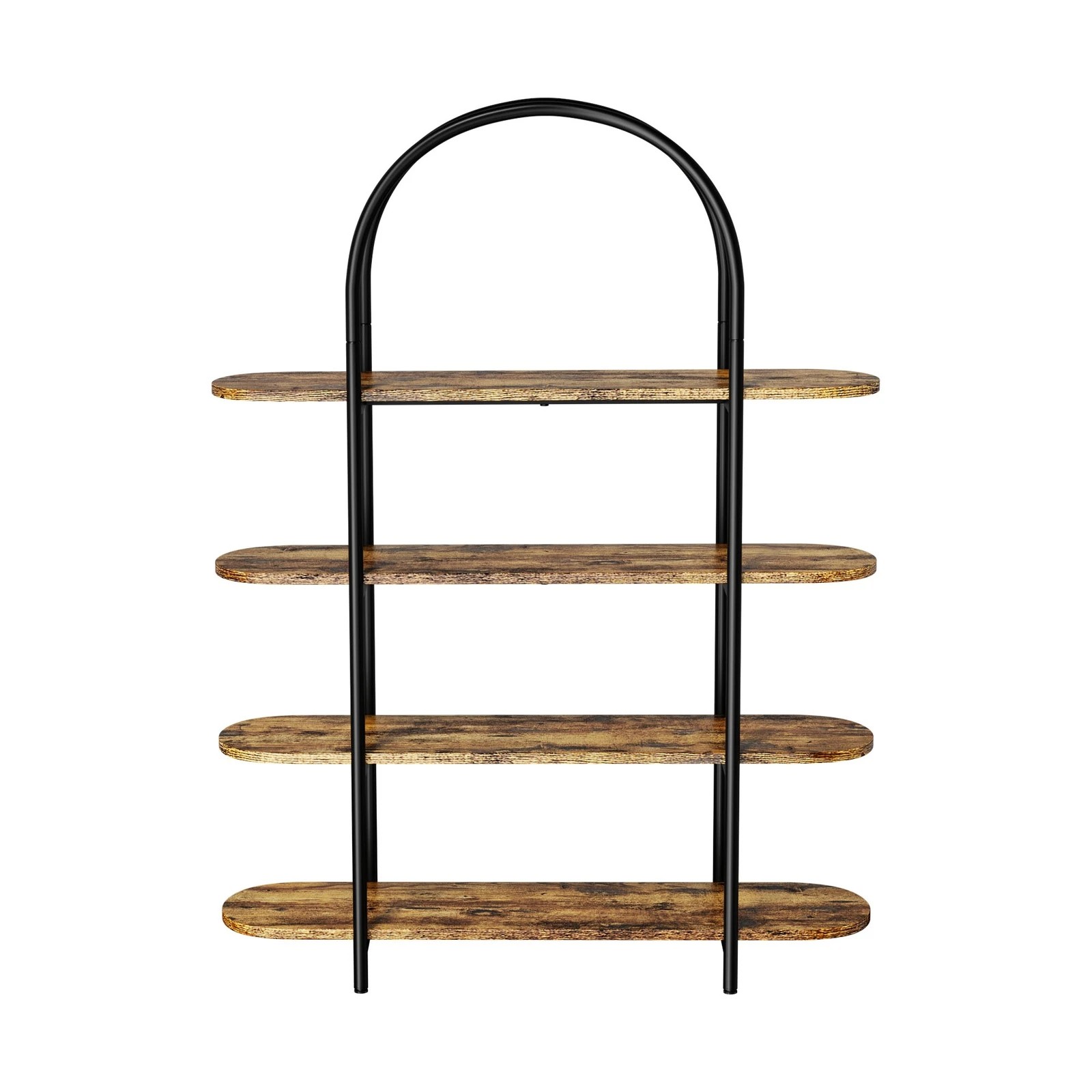 5 Oikiture Bookshelf 4 Tier Arched Display Shelf Home Industrial - Natural, 5 of 9