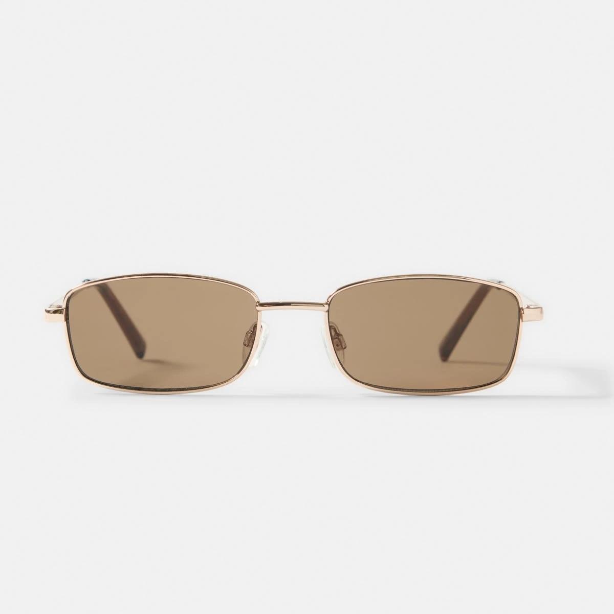 1 Rectangle Metal Sunglasses Gold, 1 of 6