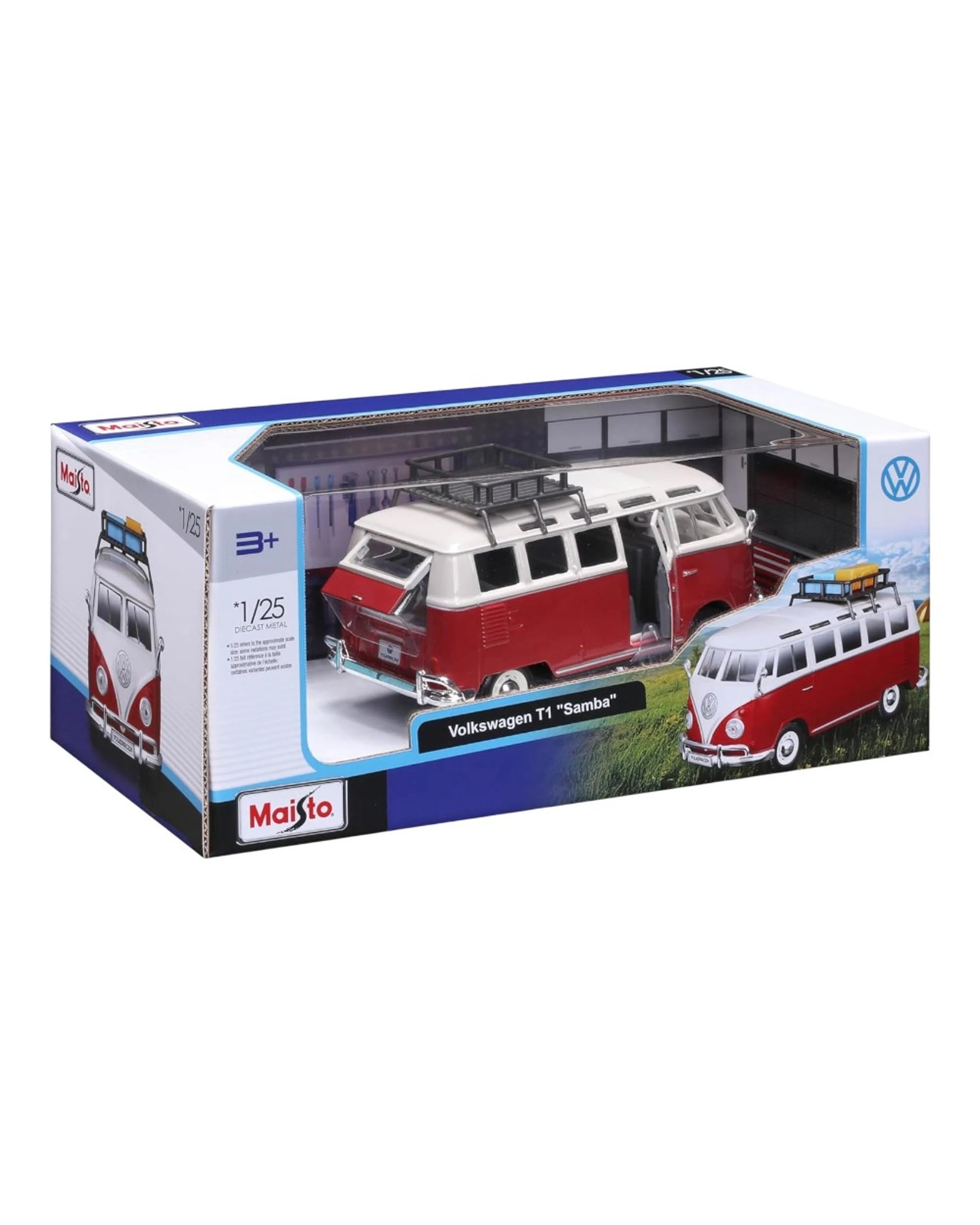 7 Maisto Special Edition Volkswagon Van Samba with Rooftop Rack and Accessories 1:24 Scale Model Car, 7 of 7