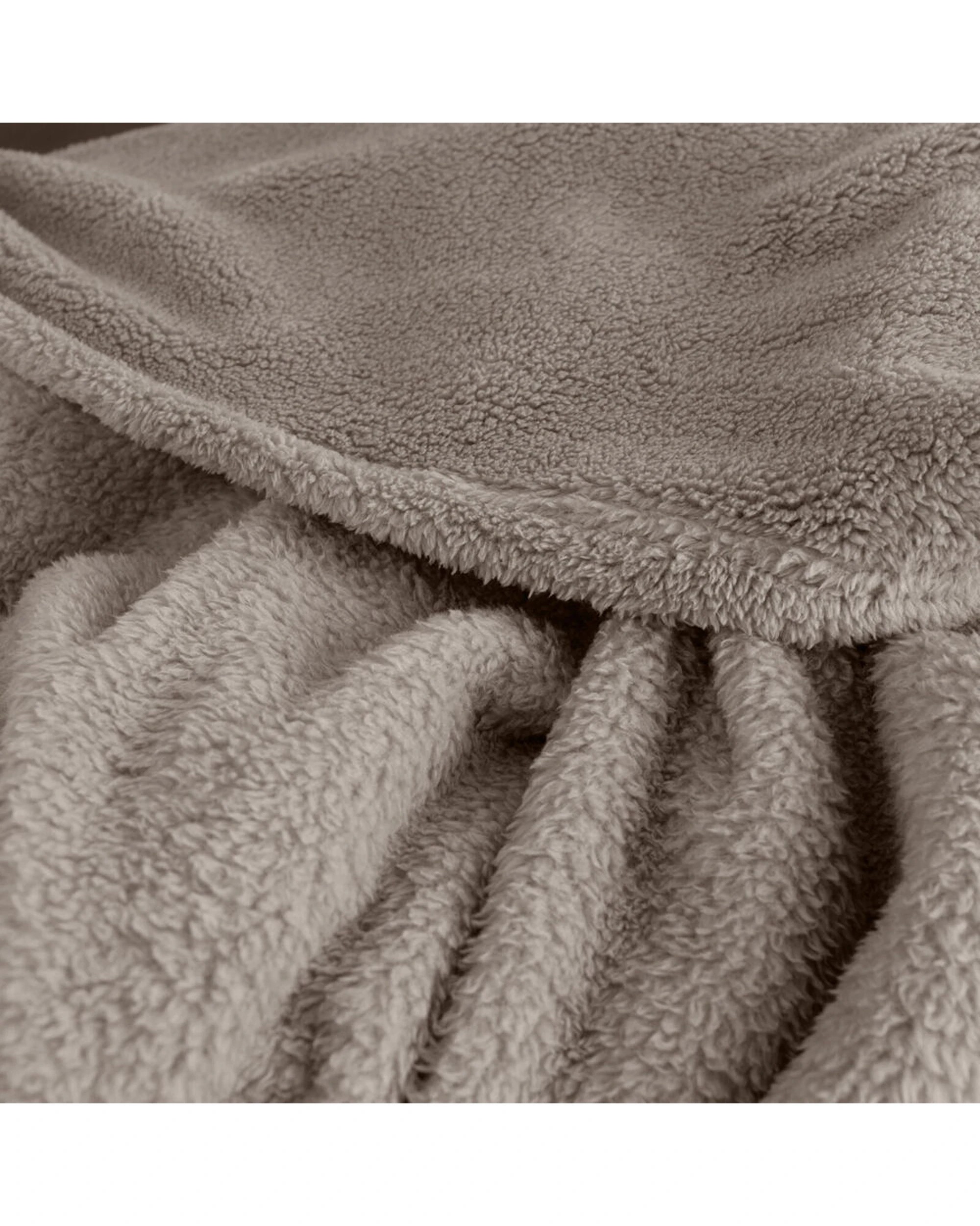 1 Ardor Boudoir Polyester Teddy Fleece Blanket Throw 245x240cm - Natural, 1 of 2