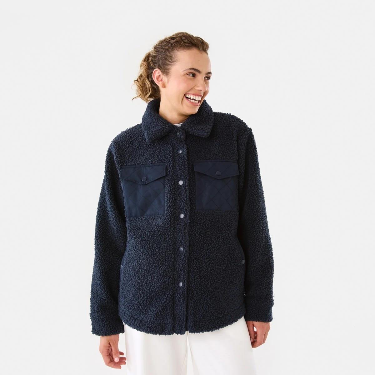 2 Active Womens Sherpa Jacket Shade Navy, 2 of 10