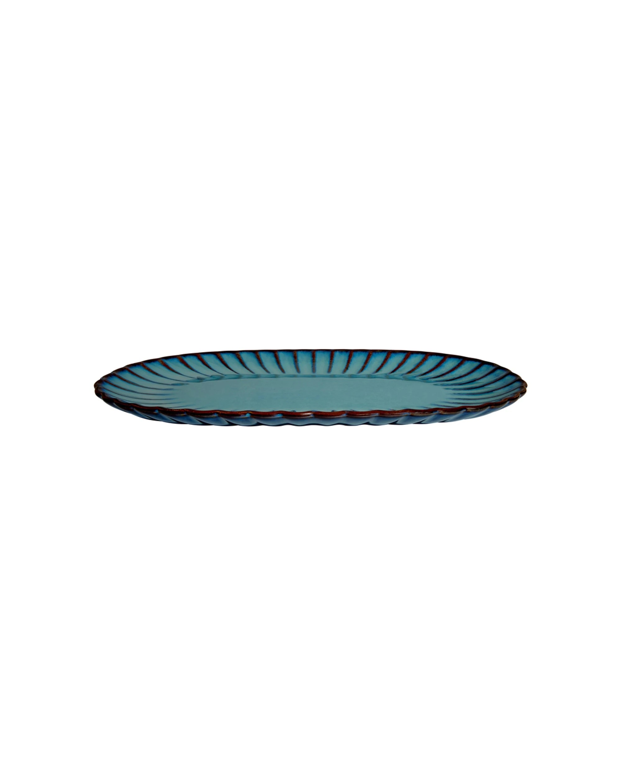 3 Casa Domani Solare Oval Platter Durable Stoneware 33x18cm Serveware For Dining - Blue, 3 of 3
