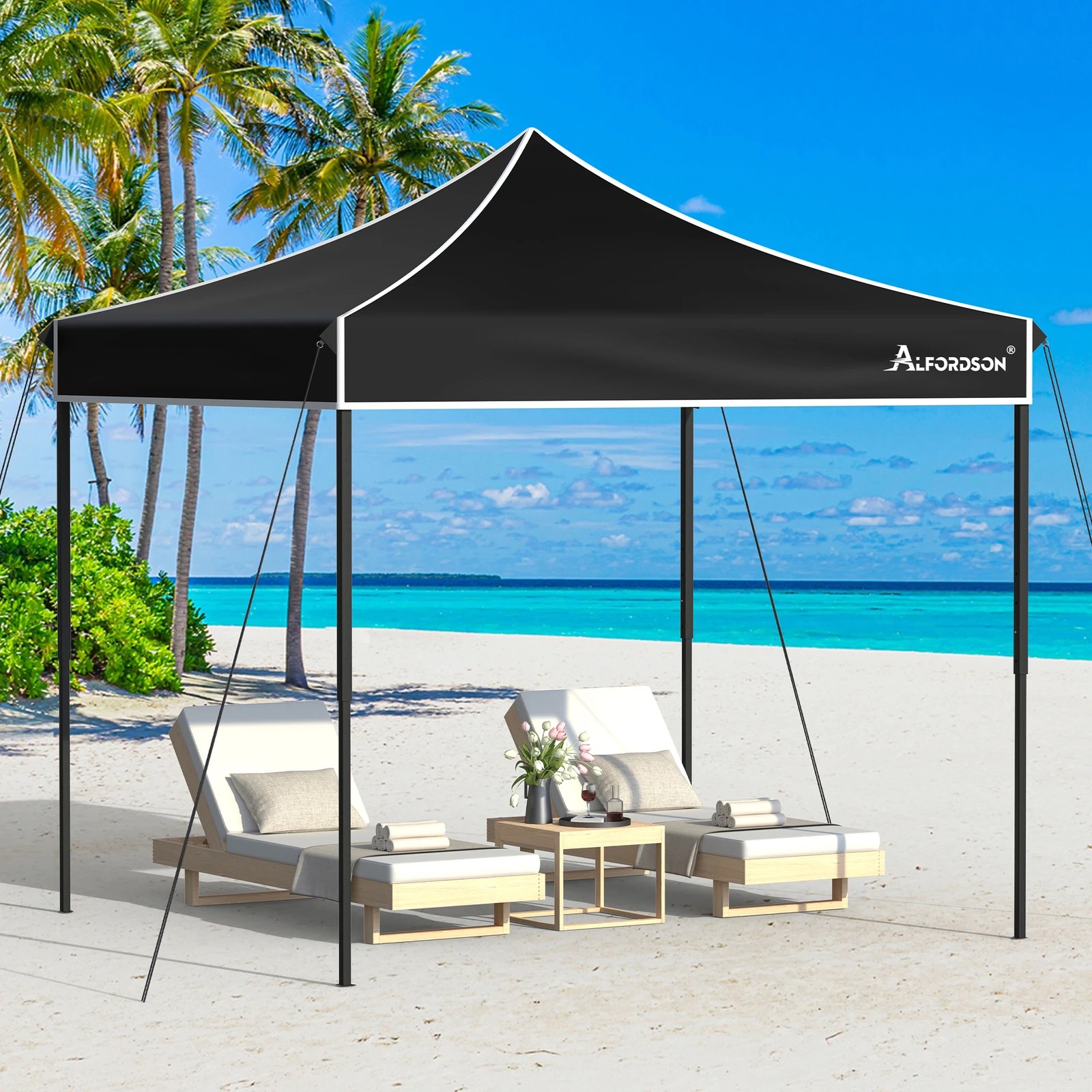 6 Alfordson Gazebo 3x3m Pop Up Marquee 600D Oxford Folding Outdoor Tent - Black, 6 of 10