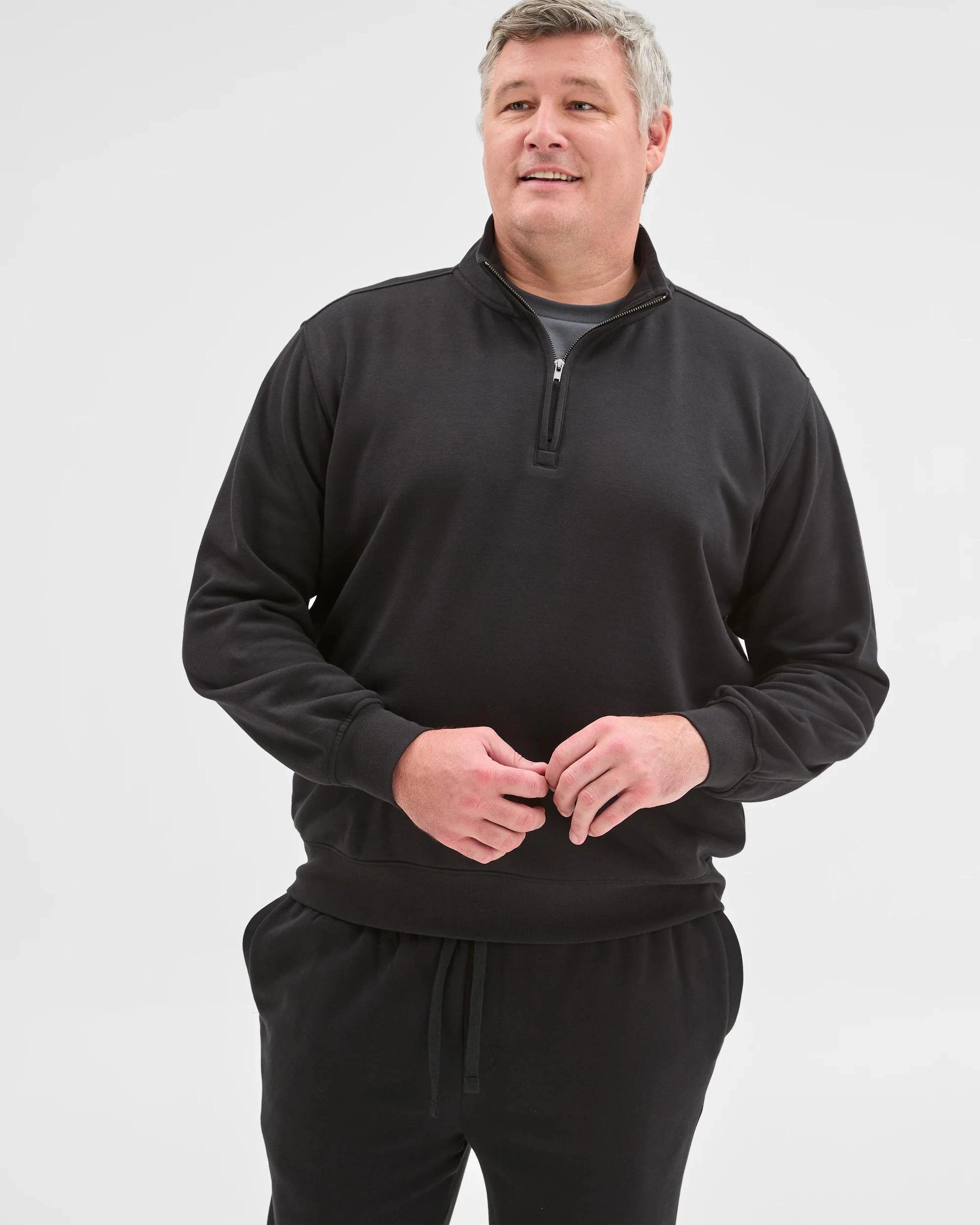 1 Target Man Plus Plus Size Australian Cotton Blend 1/2 Zip Jumper BLACK, 1 of 5