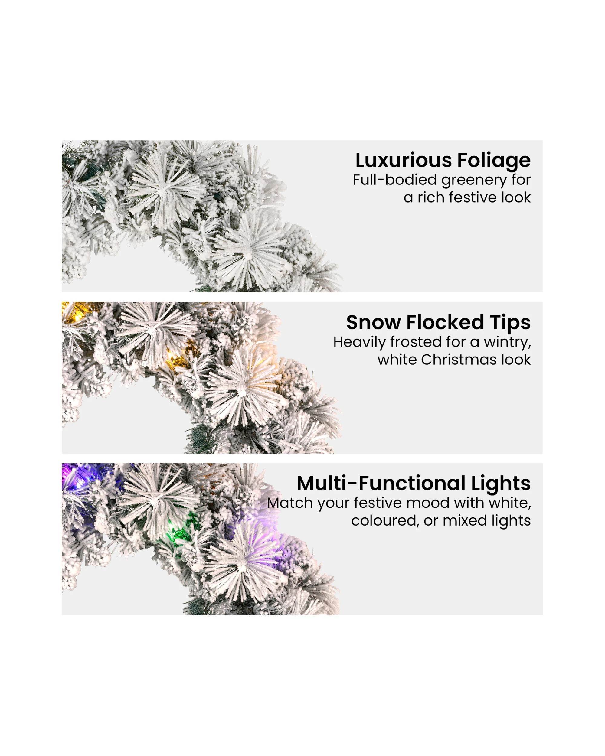 6 Christabelle 61cm Christmas Wreath Snowy Dorset Pine With Multi-function Led Lights Tree Door Decoration Ornament, 6 of 7