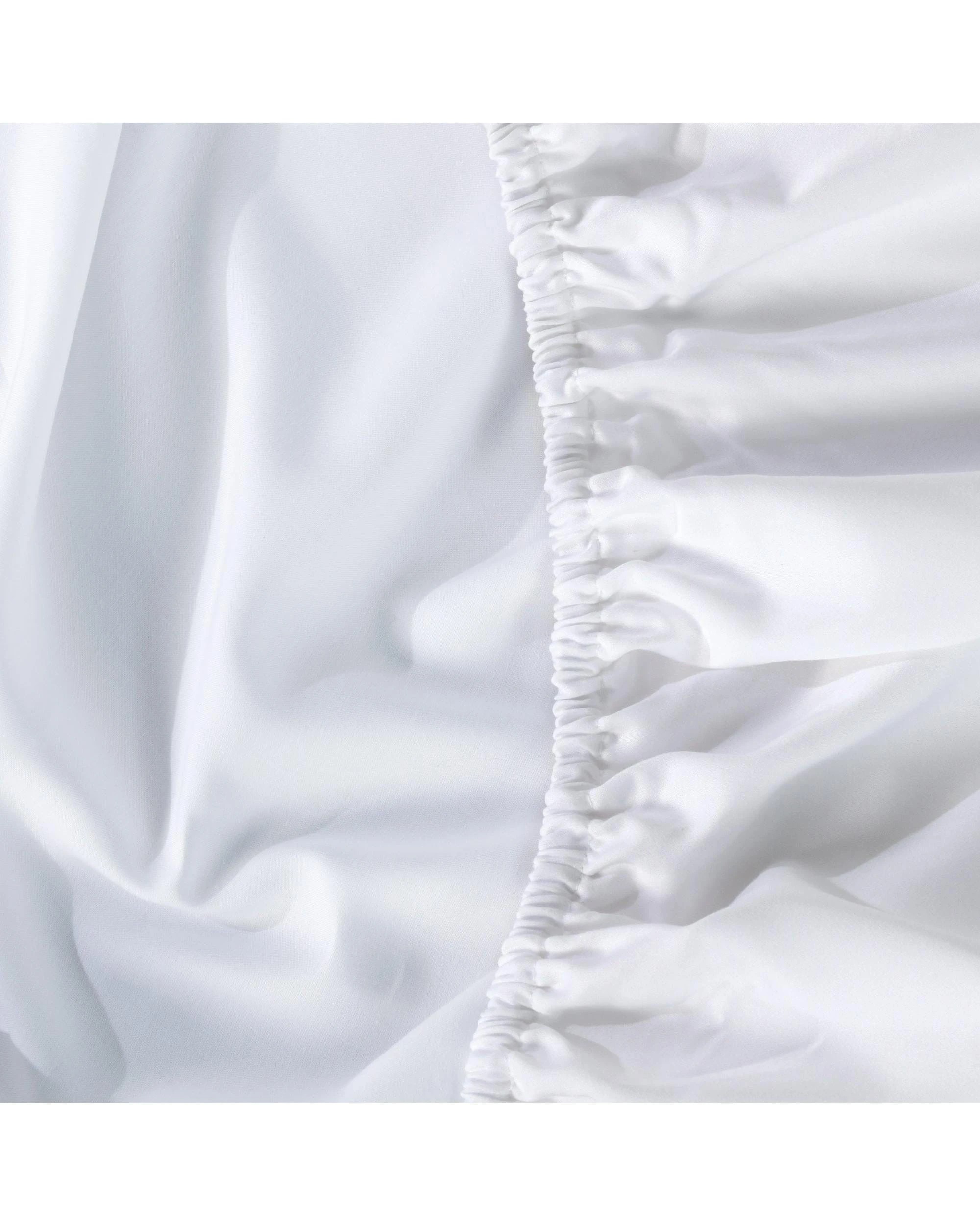 6 Bianca Bedding Rosebank Extra Long Extra Wide Flat 500 Tc Bamboo Cotton Sheet Set - White - Split King, 6 of 10