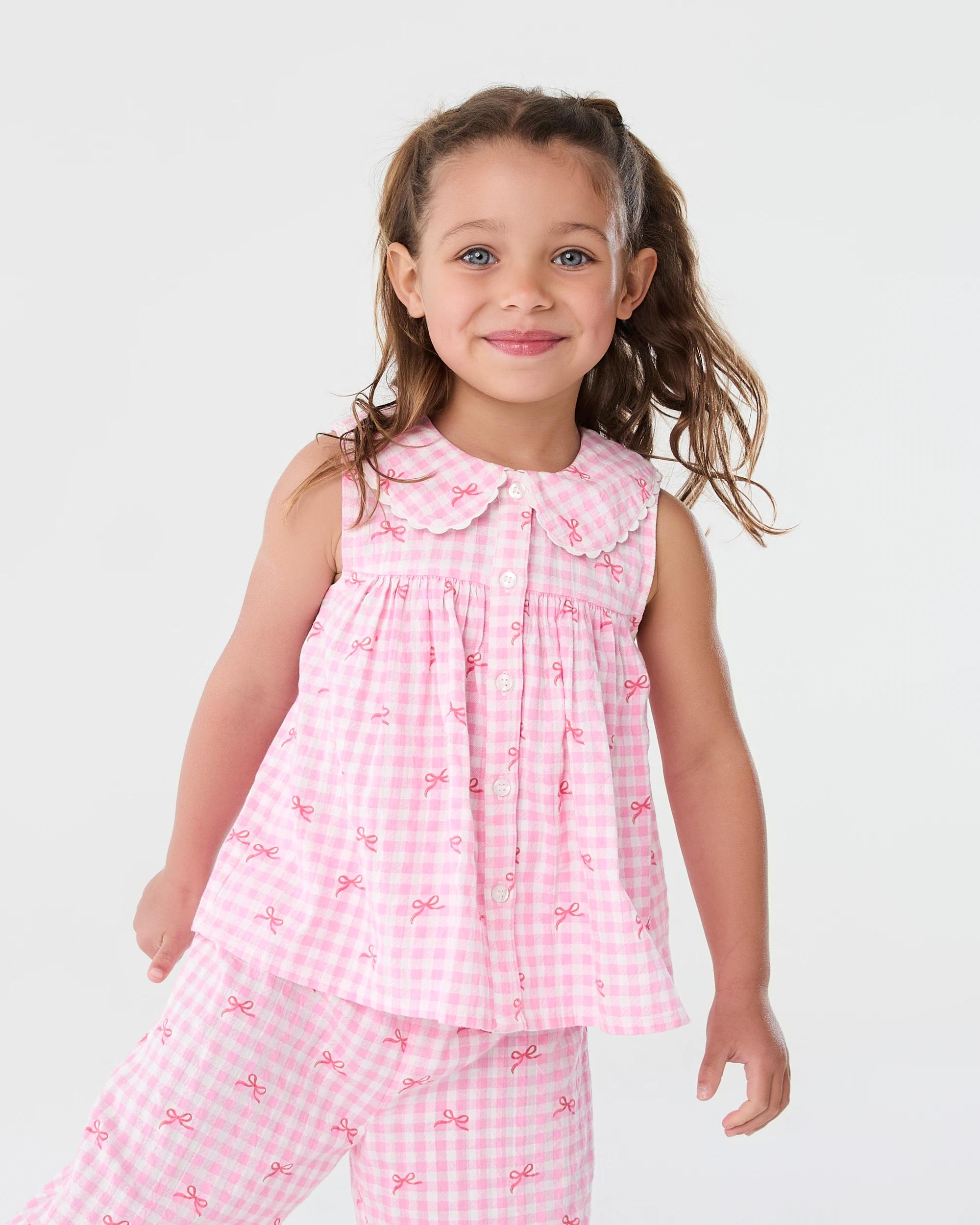 1 Collared Sleeveless Top Pnk Bows, 1 of 7