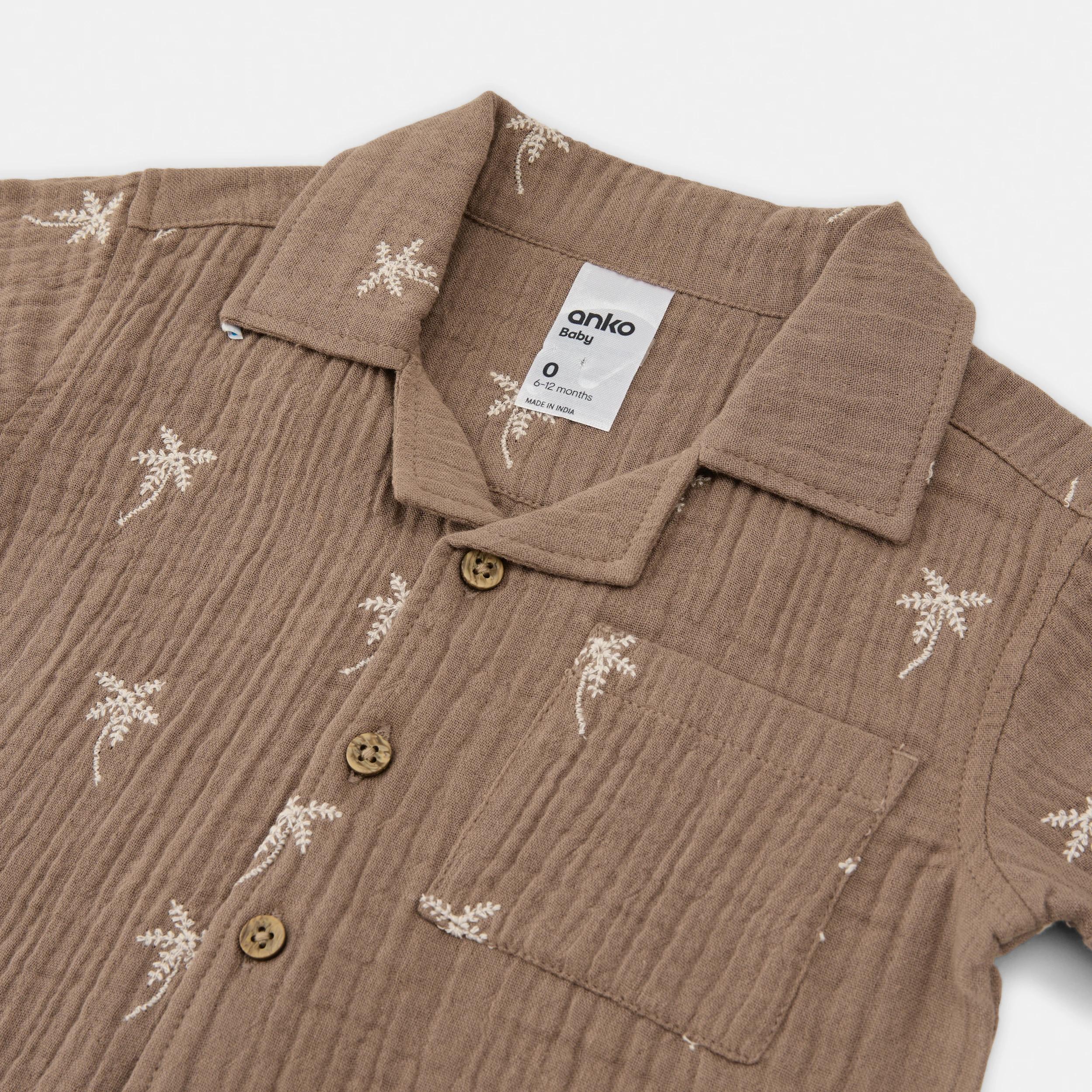 3 Short Sleeve Woven Shirt Brwn Plm, 3 of 3