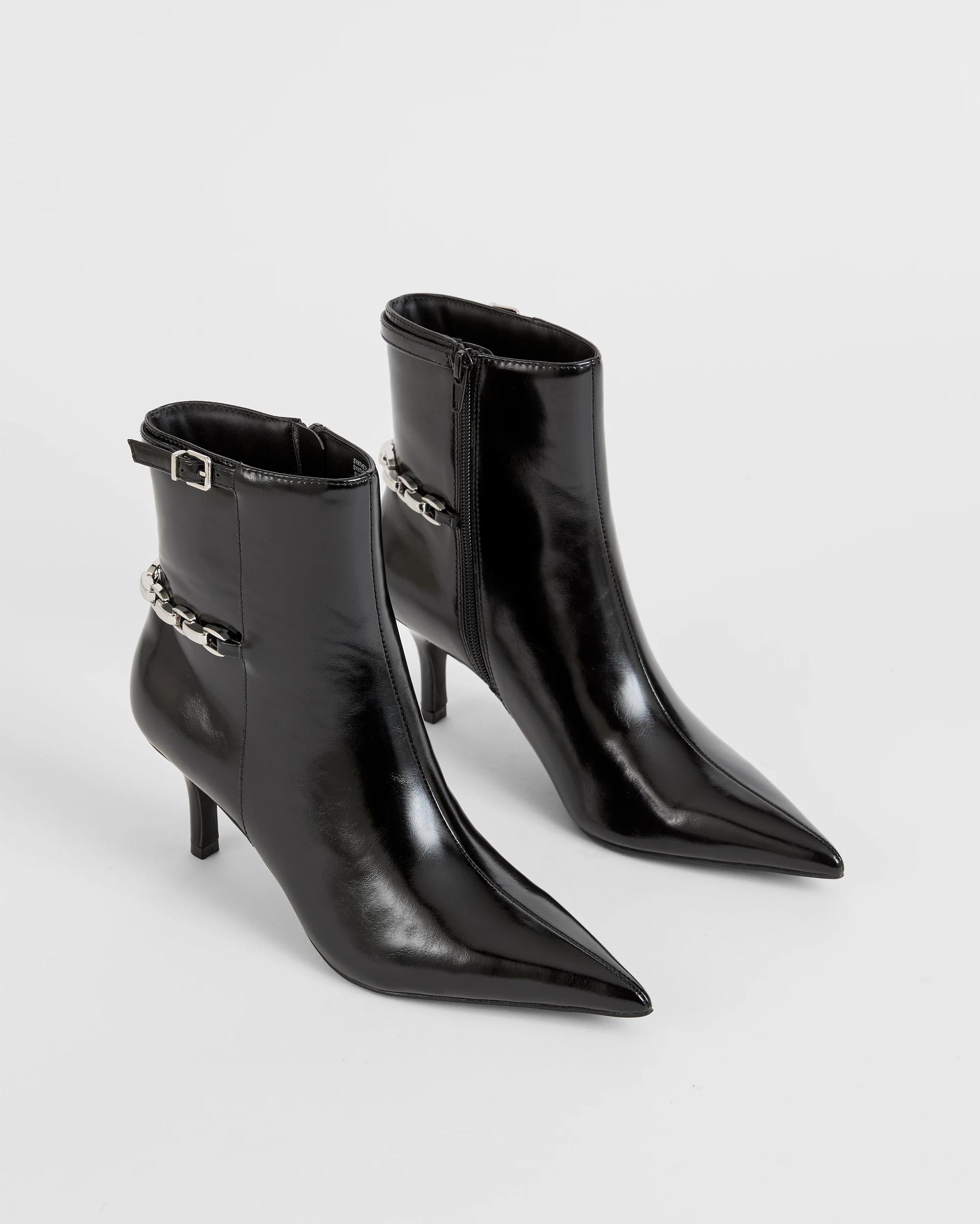2 Target Woman Ankle Kitten Heel Shaft Boots - Athena BLACK PATENT, 2 of 3