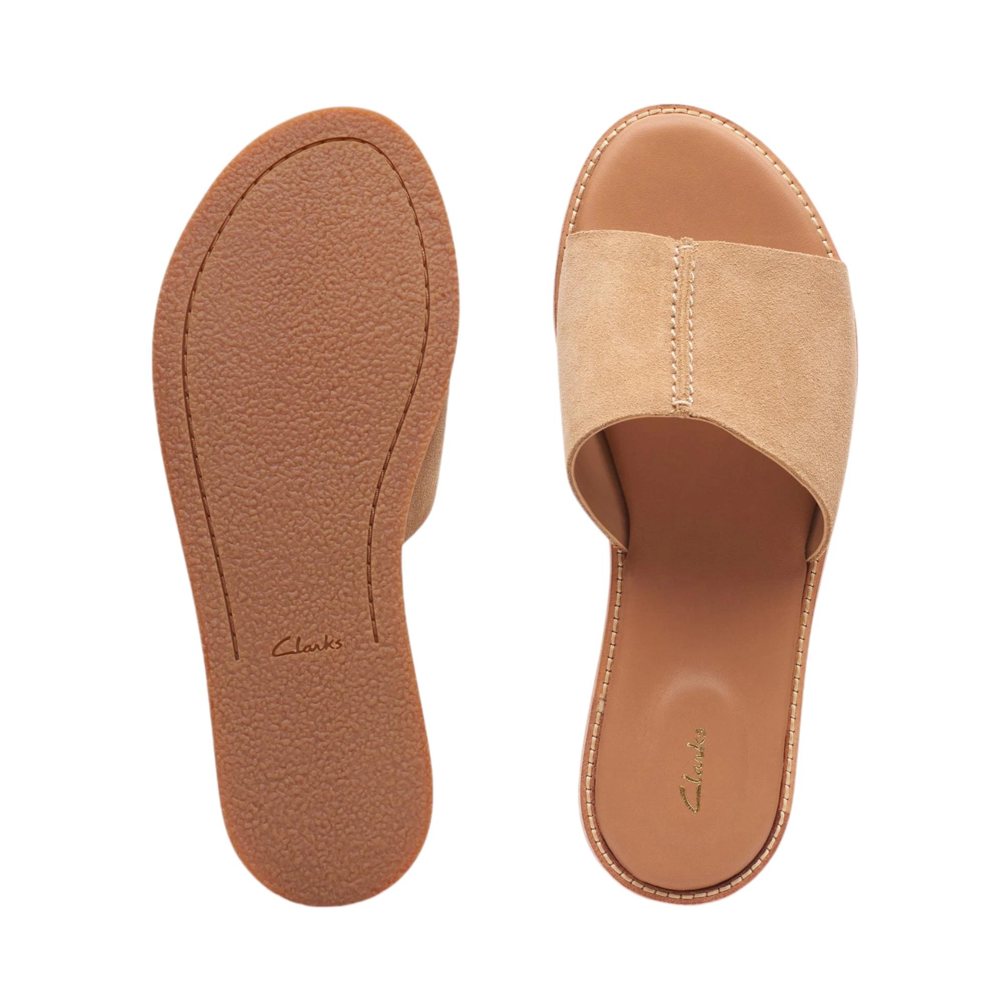 7 Clarks Womens Karsea Mule Slides Light Suede Sandals Slip On Shoes TAN, 7 of 7