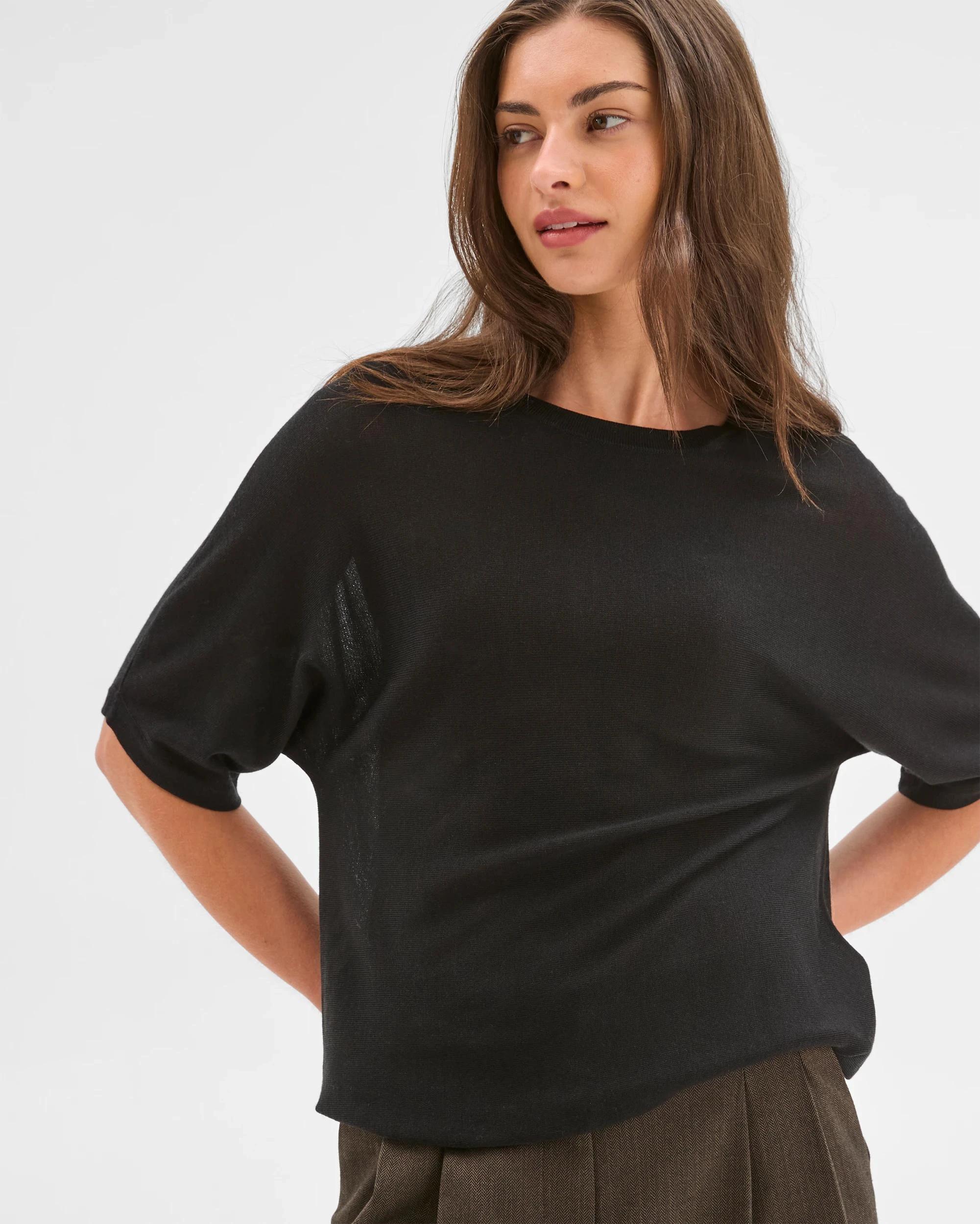 3 Target Petites Petites Merino Wool Blend Short Sleeve T-Shirt BLACK, 3 of 6