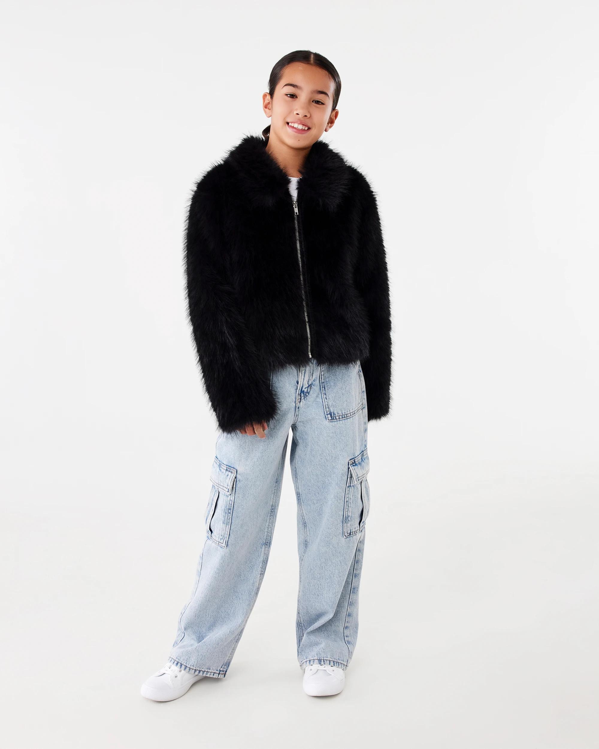 7 Faux Fur Jacket Black, 7 of 8