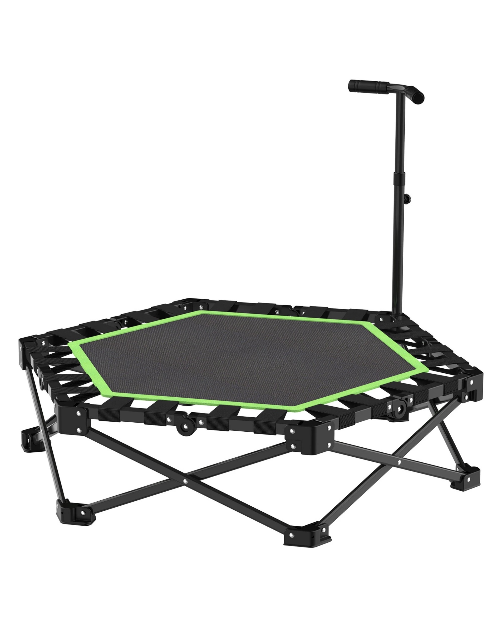 5 Advwin 42" Mini Trampoline 3s Quick Folding Rebounder with 3 Level Adjustable Handle, 150KG Capacity Green, 5 of 6