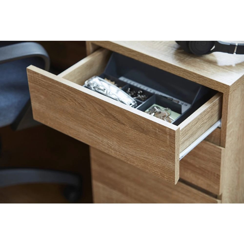 9 Stockholm 3 Drawer 1400mm Desk Oak Black Desks, Tables and Workstations, 9 of 10