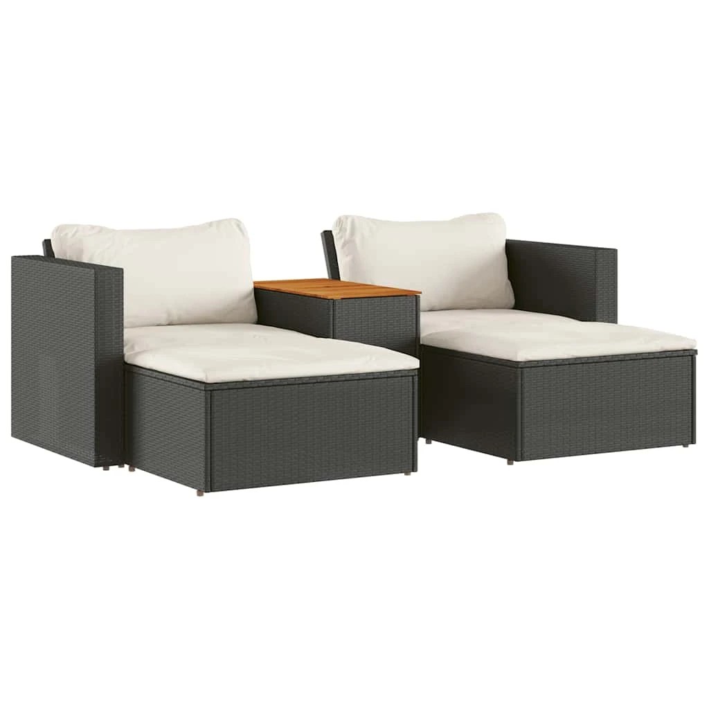 1 vidaXL Garden Sofa Set Poly Rattan - Black, 1 of 8