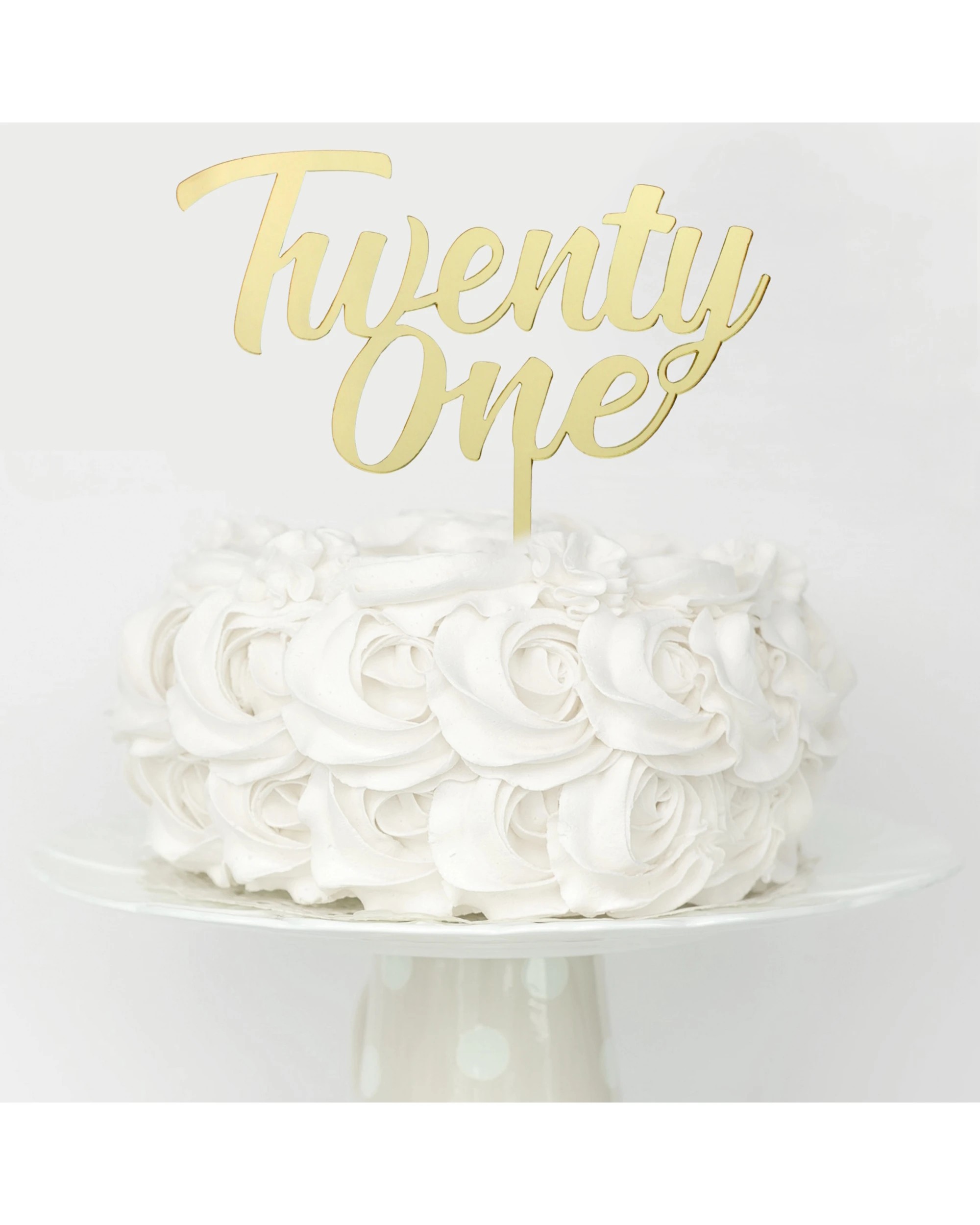 2 Artwrap Twenty One Acrylic Cake Topper - Gold, 2 of 2