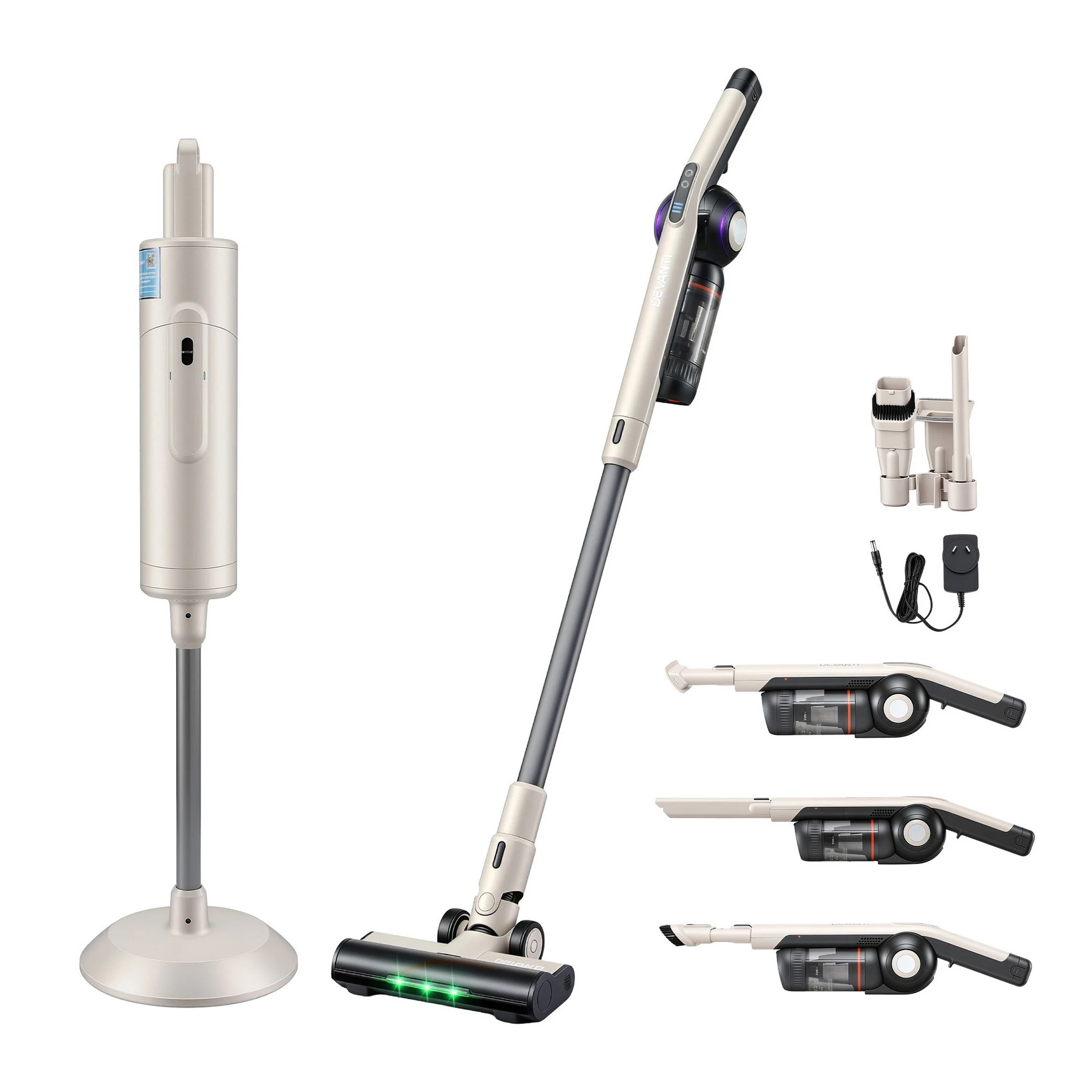 1 Devanti Cordless Vacuum Cleaner with Auto-Empty Dust Station, 18kPa Powerful Suction - Brown, 1 of 10