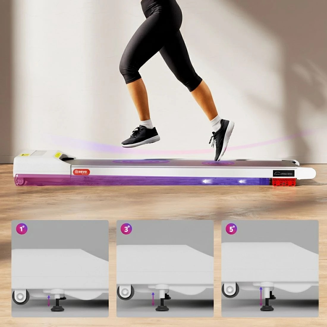 5 Everfit Treadmill Electric Walking Pad Incline Under Desk Home Gym 380mm - White, 5 of 7