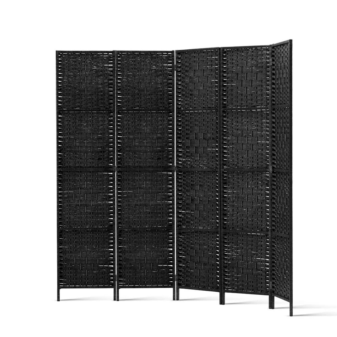 4 Artiss 4 Panel Room Divider Screen 163x170cm Woven - Black, 4 of 8