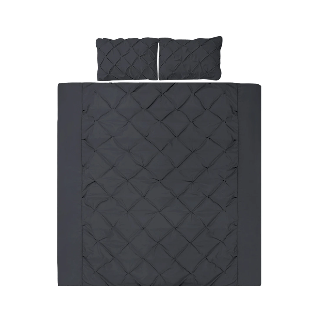 1 Giselle Bedding Quilt Cover Set Diamond Pinch Queen - Black, 1 of 7