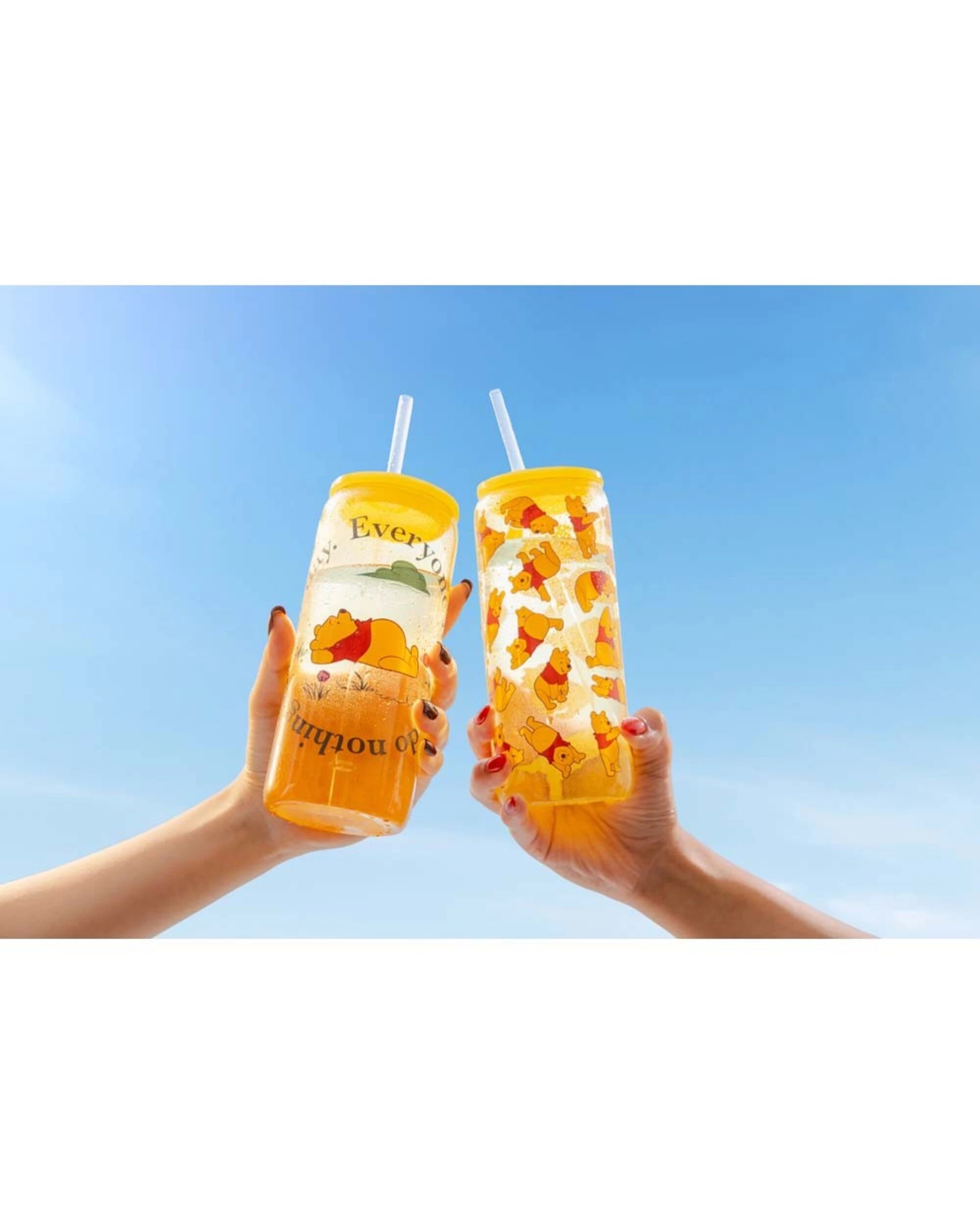 3 Disney - Winnie the Pooh - Winnie Glass Cup with Straw Twin Pack - Yellow, 3 of 3