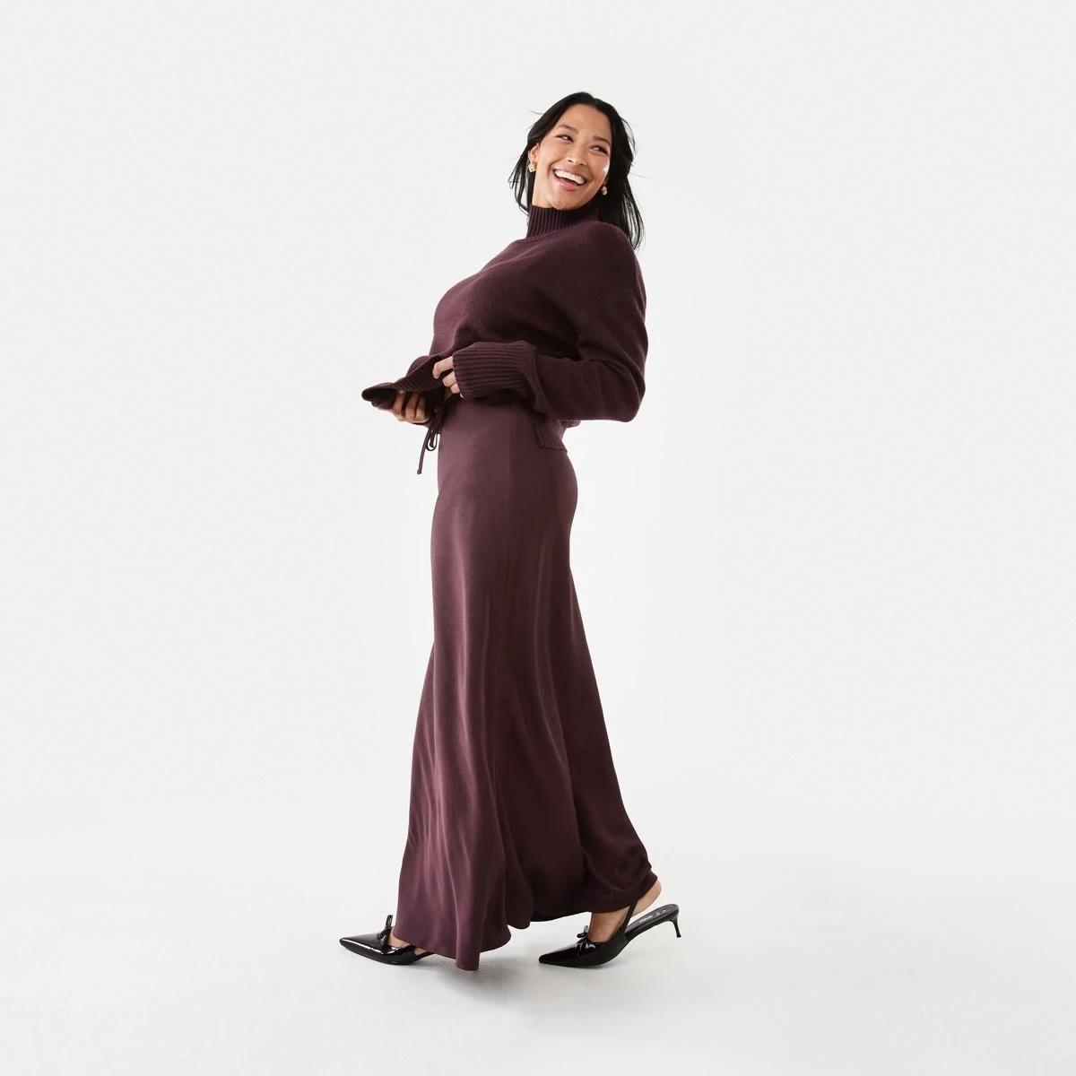 3 Satin Slip Skirt Mulberry, 3 of 7
