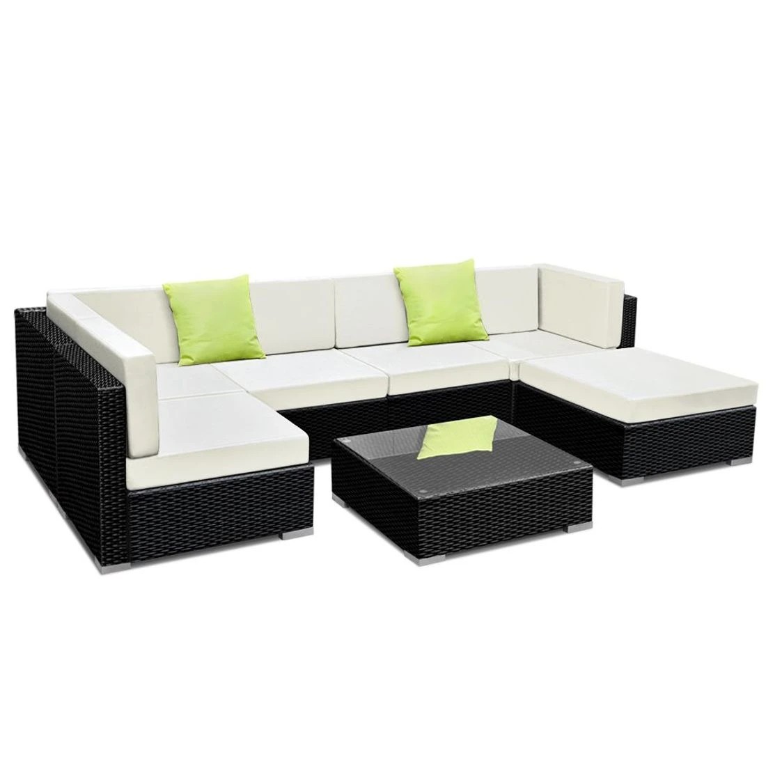 2 Gardeon 7-Piece Outdoor Sofa Set Wicker Couch Lounge Setting Cover - Black, 2 of 7
