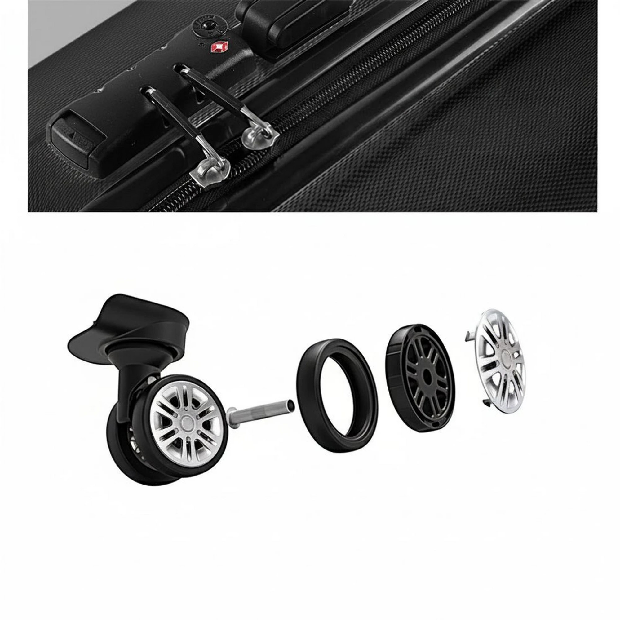4 Wanderlite 3pc Luggage Trolley Set Suitcase Travel TSA Carry On Hard Case - Black, 4 of 7