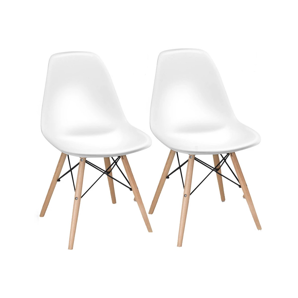 1 Costway 2x Retro Replica Eames DSW Dining Chair Wood Side Chair - White, 1 of 3