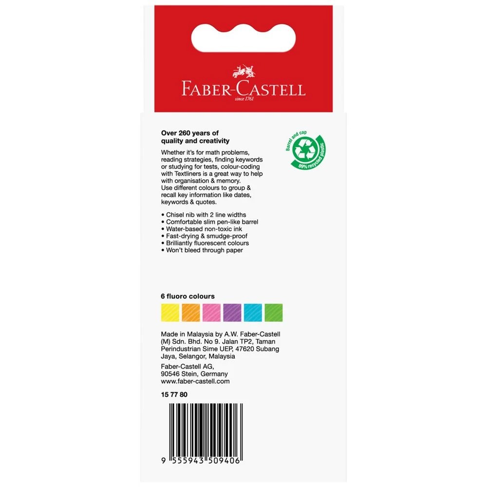 7 Faber-Castell Textliner 38 Highlighters Fluro Assorted 6 Pack, 7 of 7