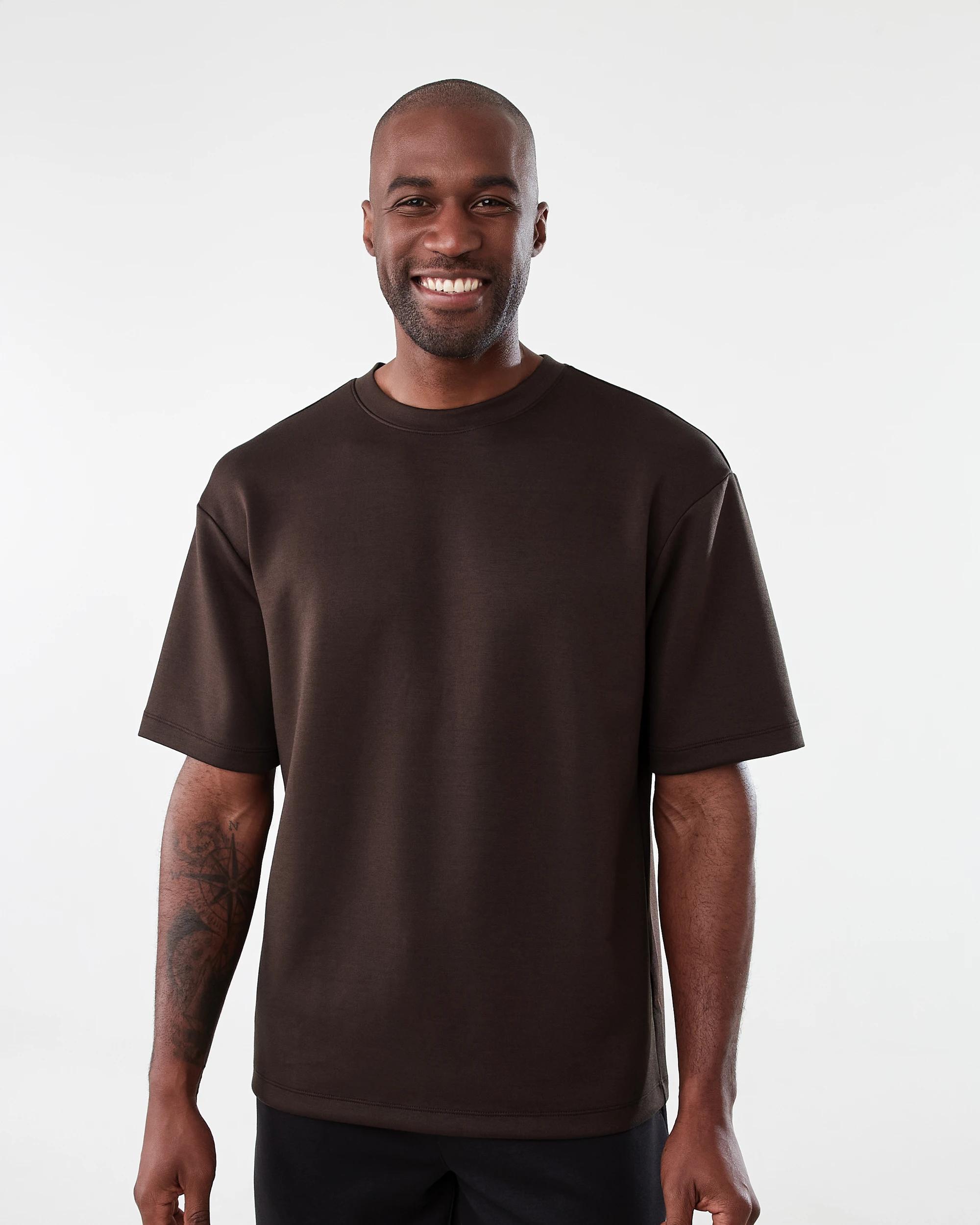 1 Active Mens Oversized Scuba T-shirt Brn Maogny, 1 of 6