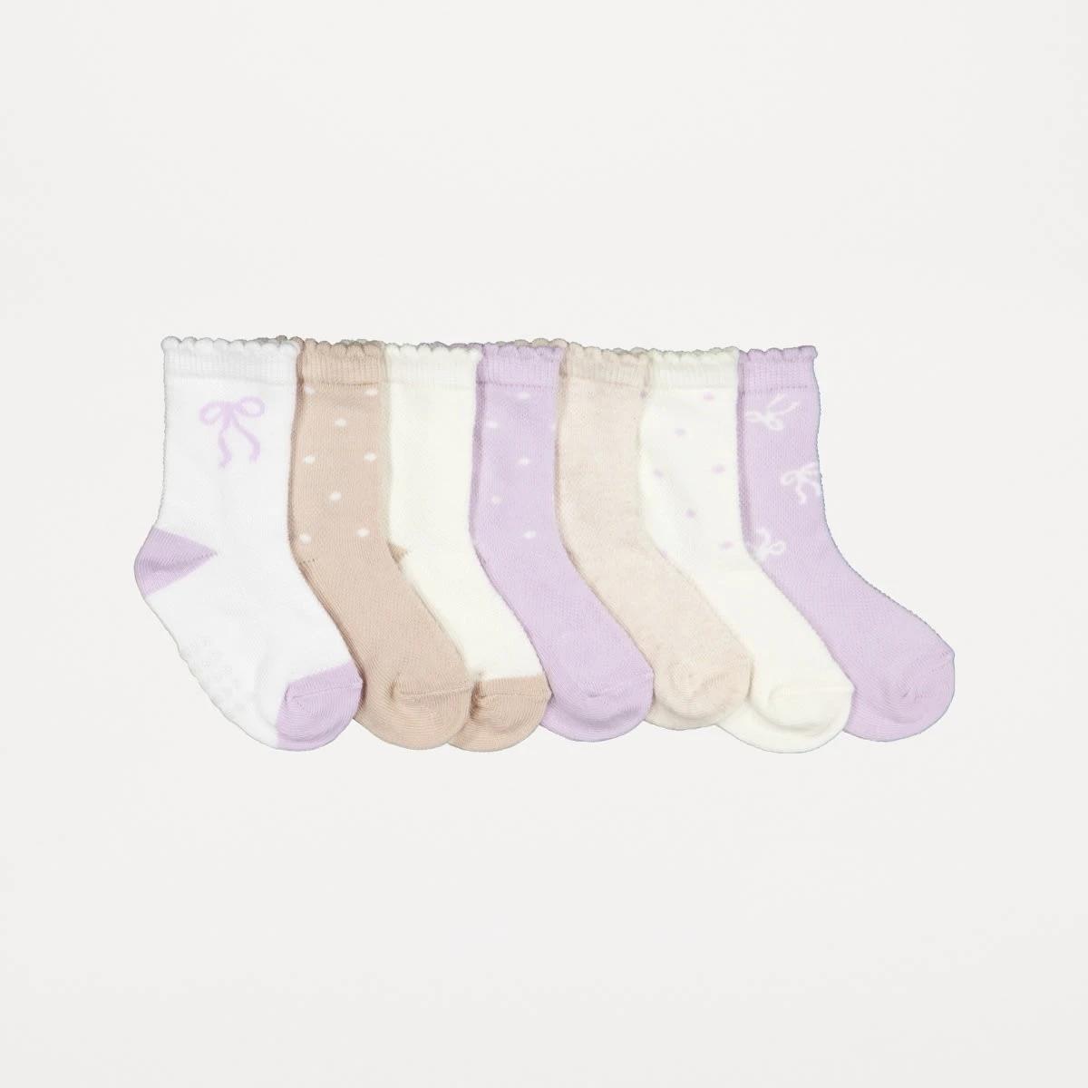 2 7 Pack Summer Crew Socks PURPLE BOWS, 2 of 3