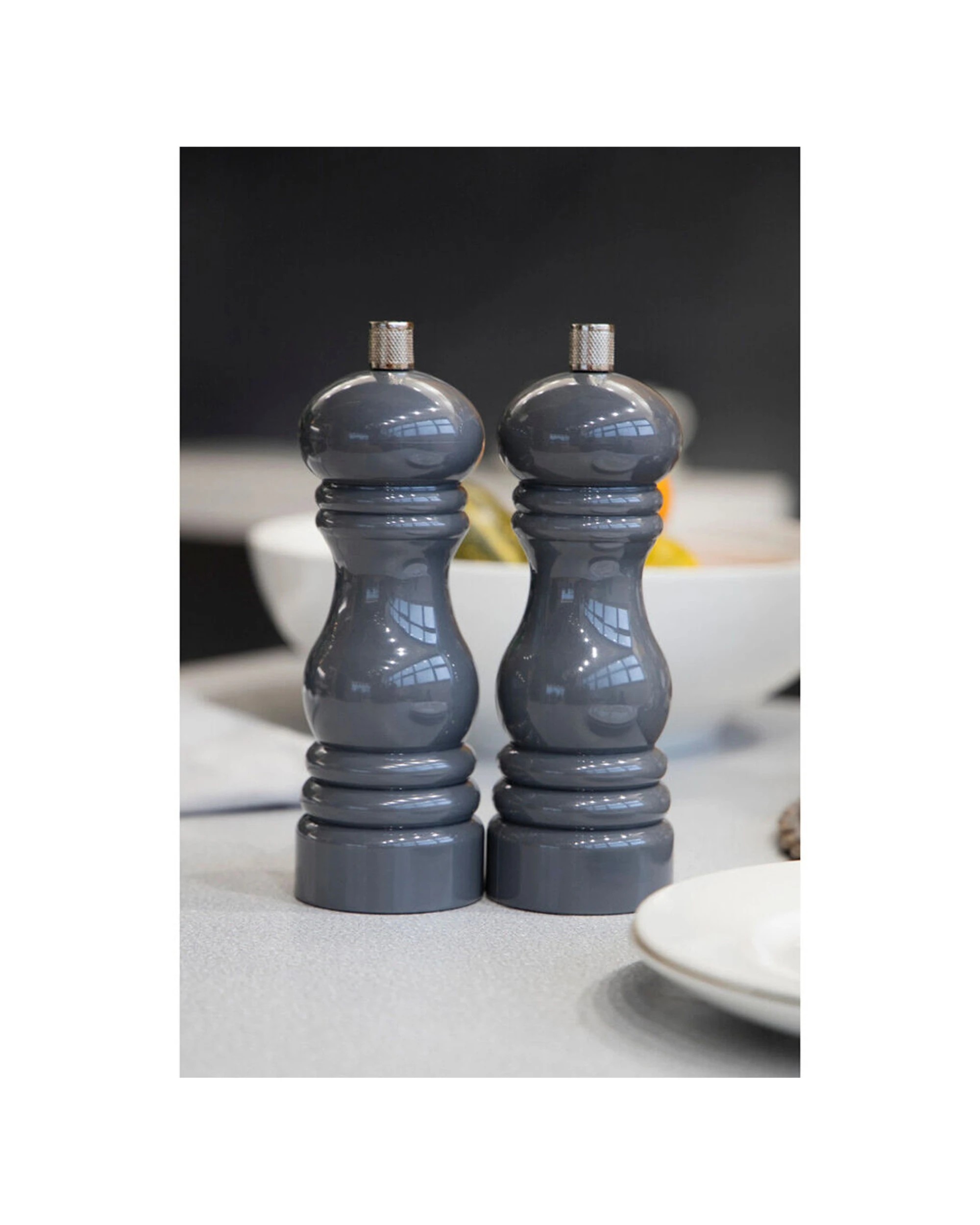 2 Mastercraft 2PK 17cm Classic Capstan Salt Pepper Mill Ceramic Grinder Kitchen Utensils Set - Grey, 2 of 6
