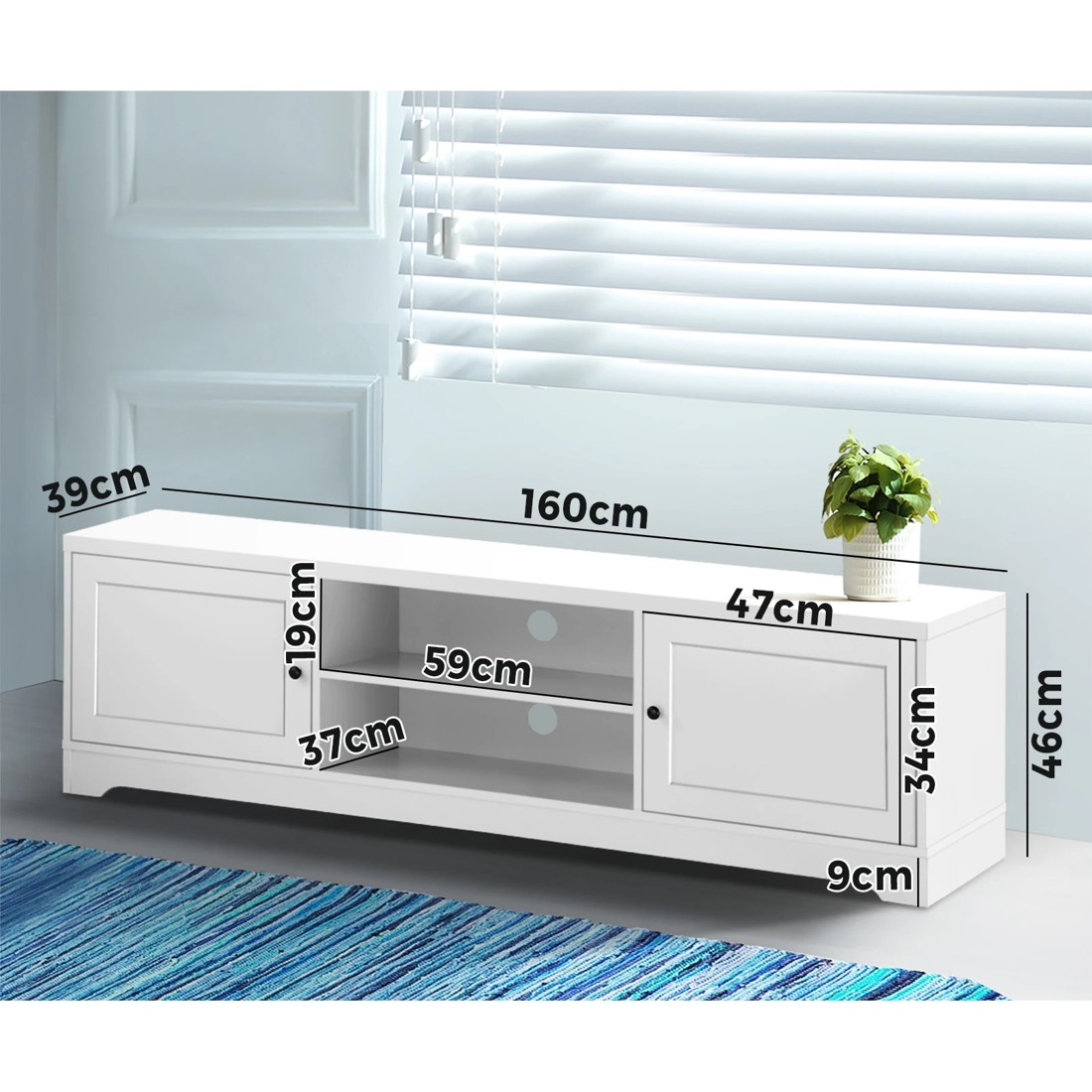 9 Oikiture Entertainment Unit Tv Unit 160cm
 - White, 9 of 10