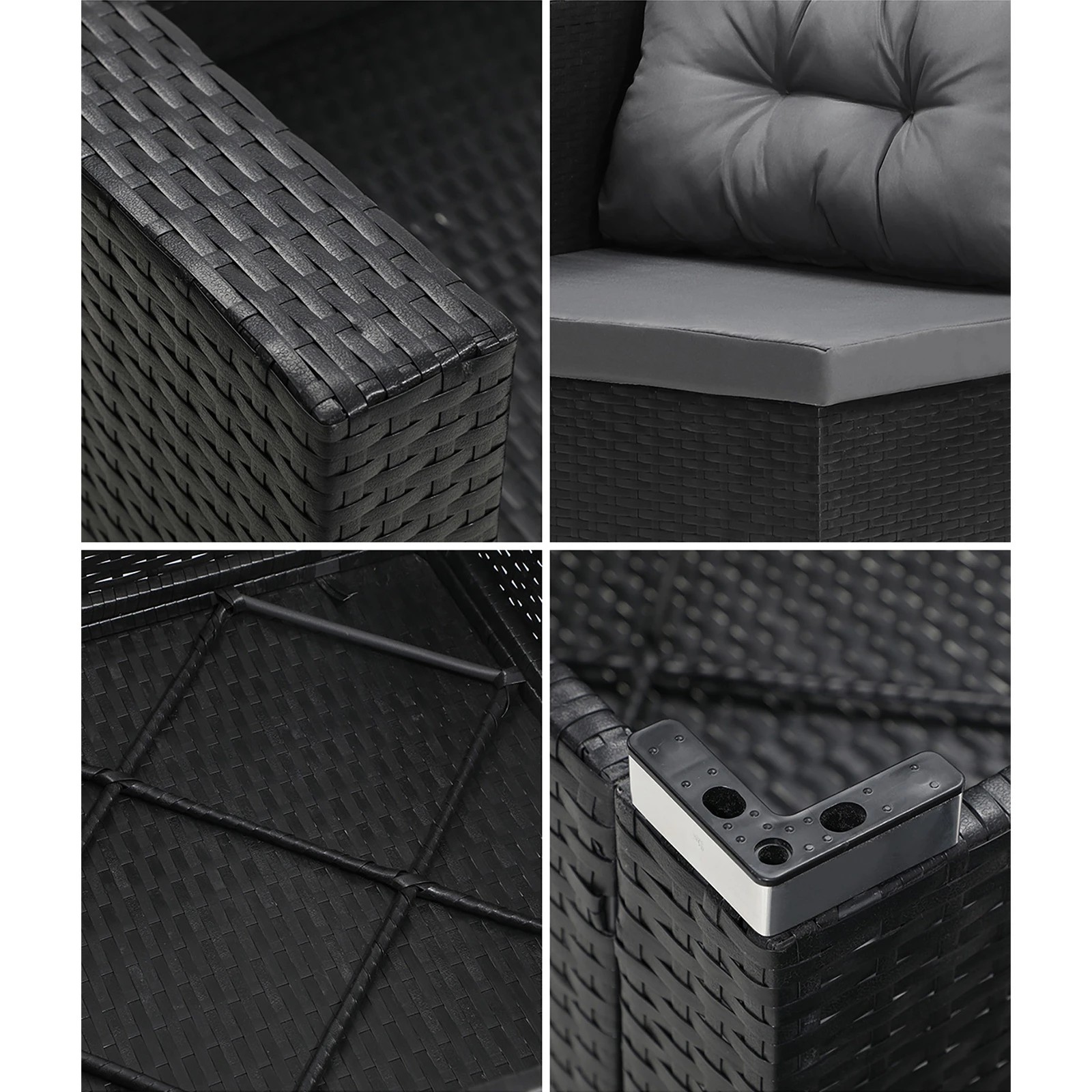 8 Livsip Outdoor Lounge Setting 7pc Wicker Sofa Set Furniture Rattan Patio Garden
 - Black, 8 of 9