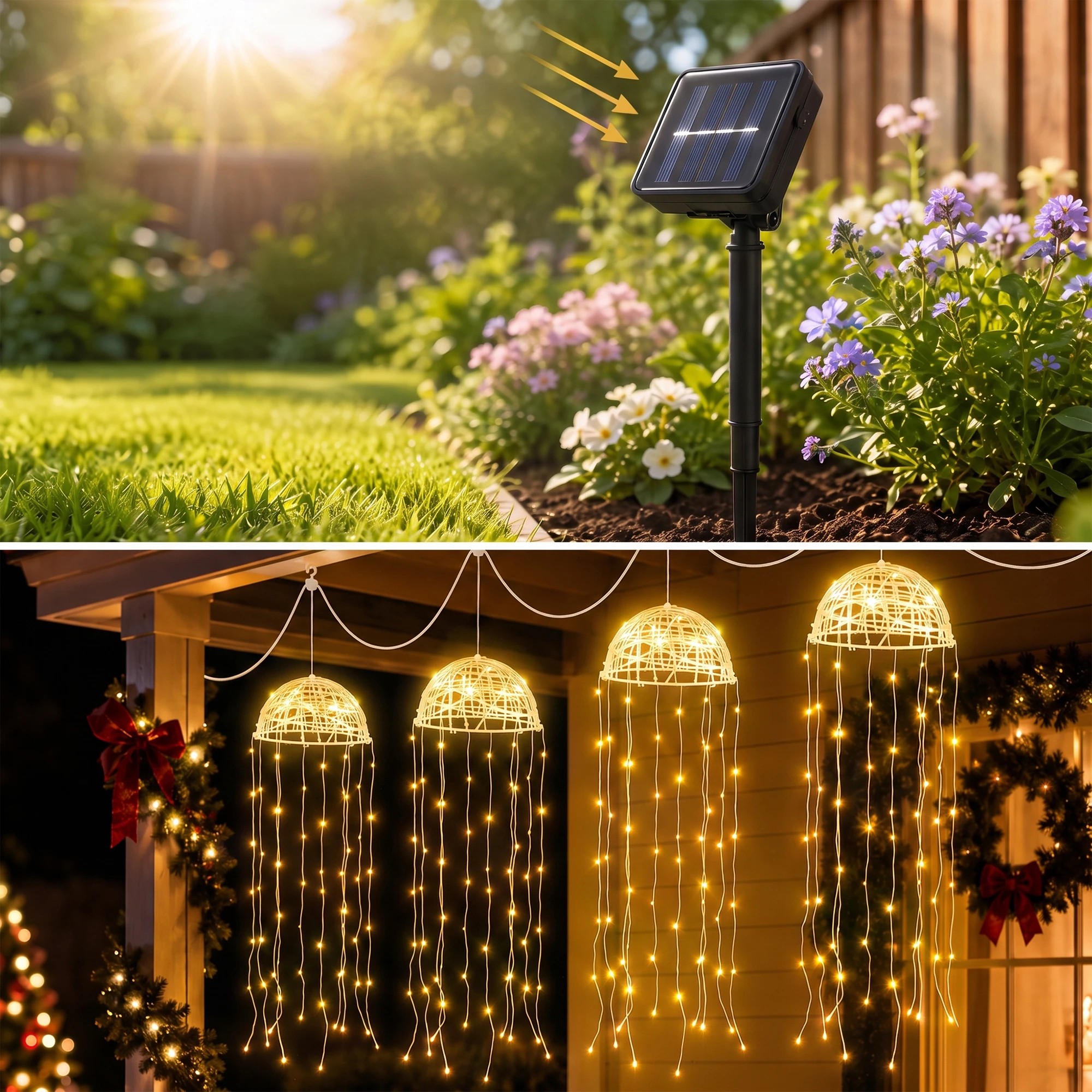 5 Jingle Jollys Christmas Lights Solar Jellyfish 4Pcs Garden Decorative Warm - White, 5 of 8