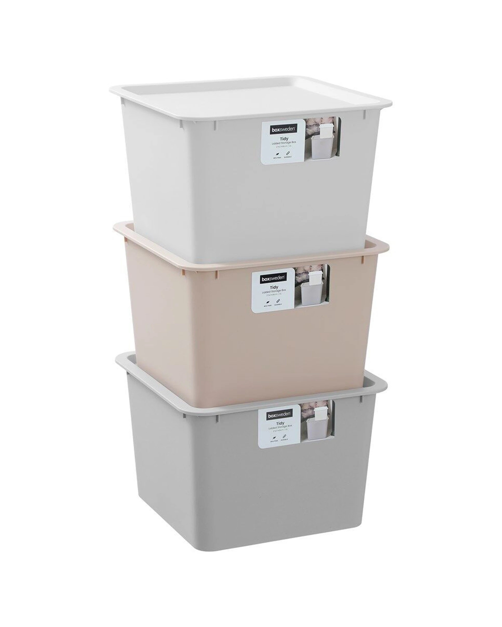 3 Boxsweden 6PK Stackable Tidy Storage Box With Lid 27cm 12L - Assorted, 3 of 9