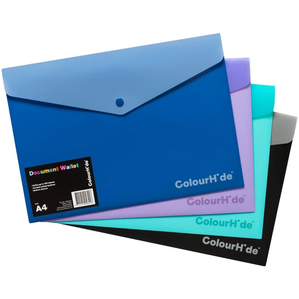 4 ColourHide A4 Document Wallet Navy/Teal, 4 of 4