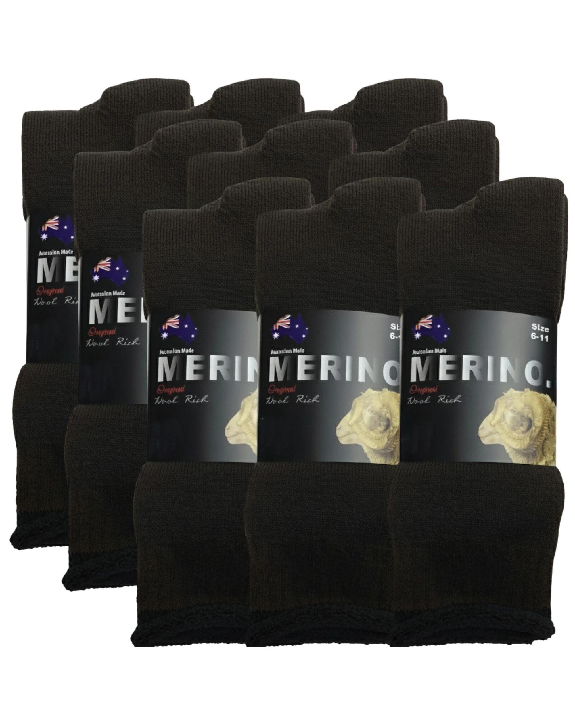 1 BR Home 9 Pairs Mens Merino Wool Work Socks in Brown 11-14 , 1 of 1