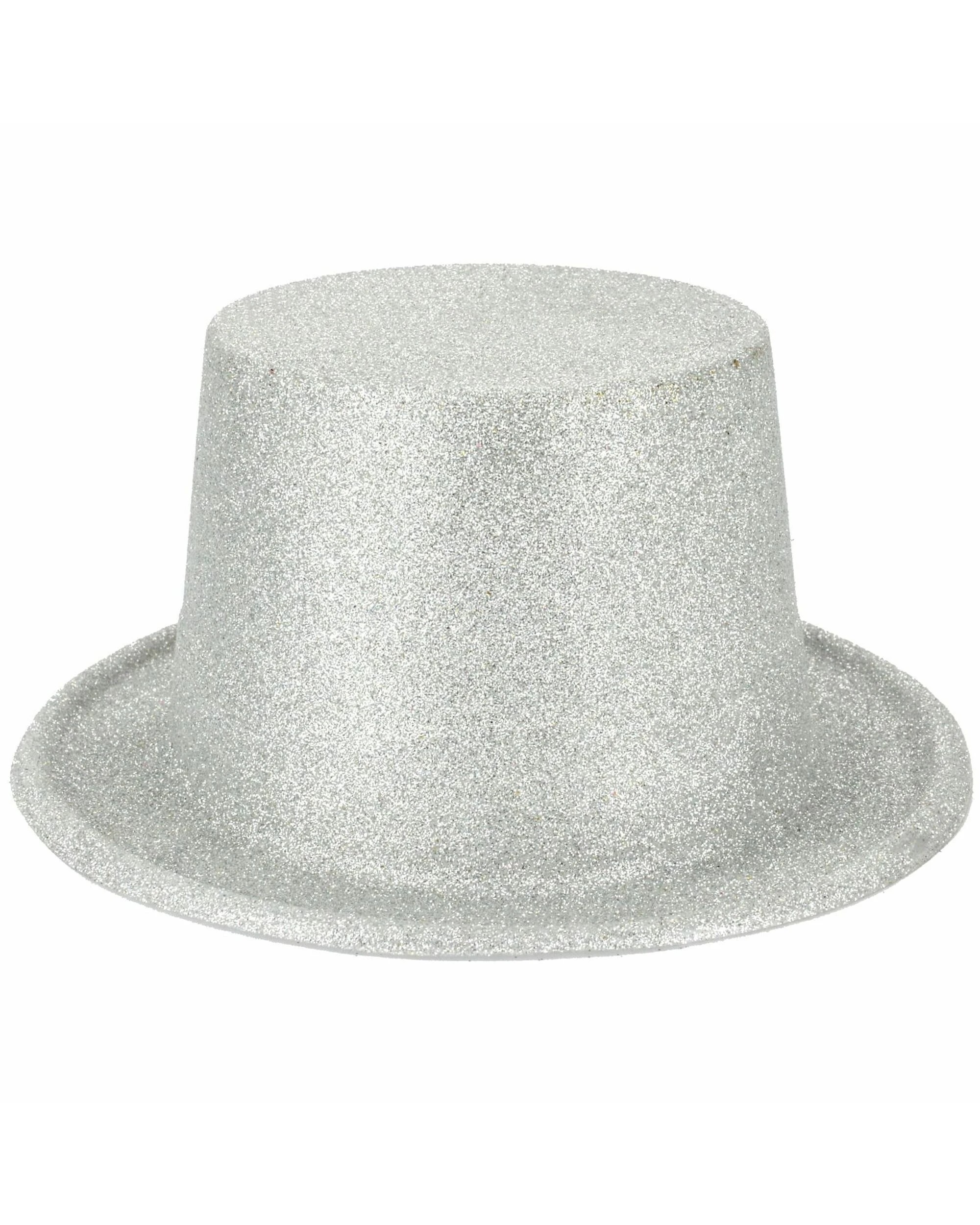 1 Partyrama Silver Glitter Top Hat - Silver, 1 of 1
