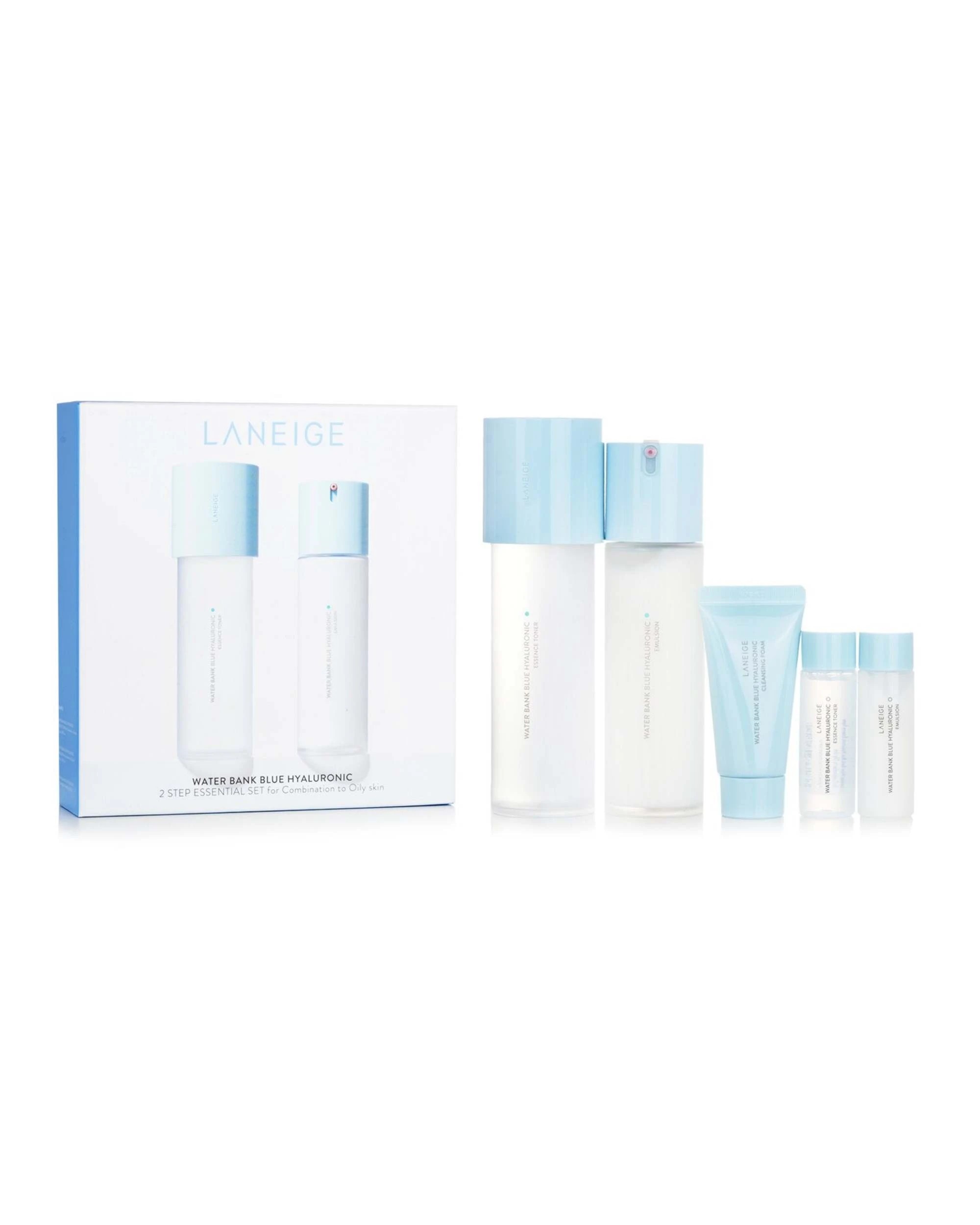 2 Laneige Water Bank Blue Hyaluronic 2 Step Essential Set (For Combination to Oily Skin)  5pcs, 2 of 3