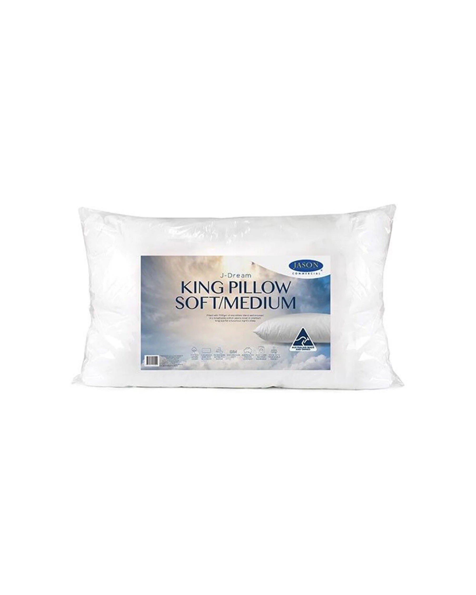 1 Jason Commercial J-Dream Microblend Soft/Medium Pillow 50x90cm - White, 1 of 1