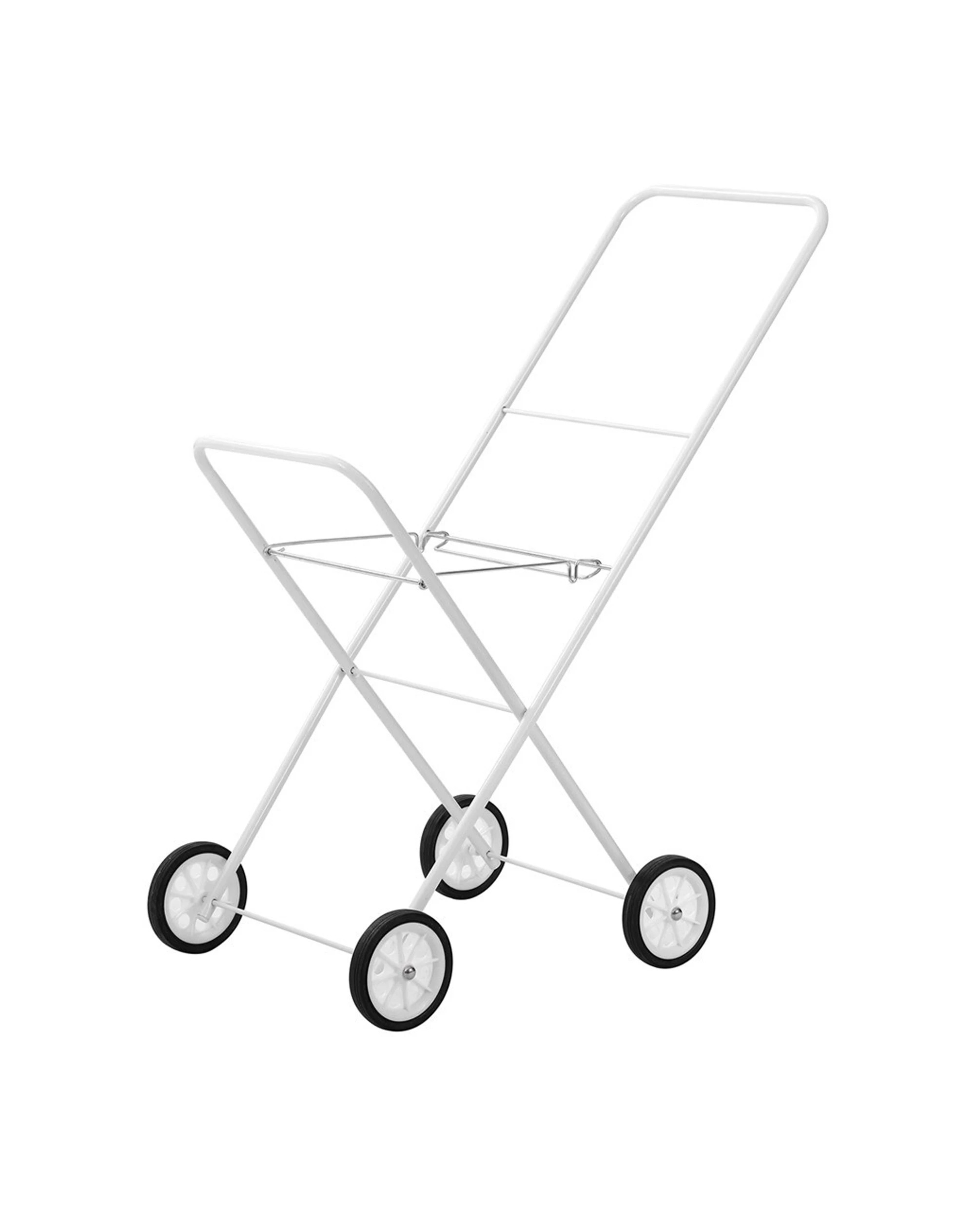 1 Boxsweden Foldaway Laundry Trolley Lightweight Durable Metal Foldable 75cm - White, 1 of 4