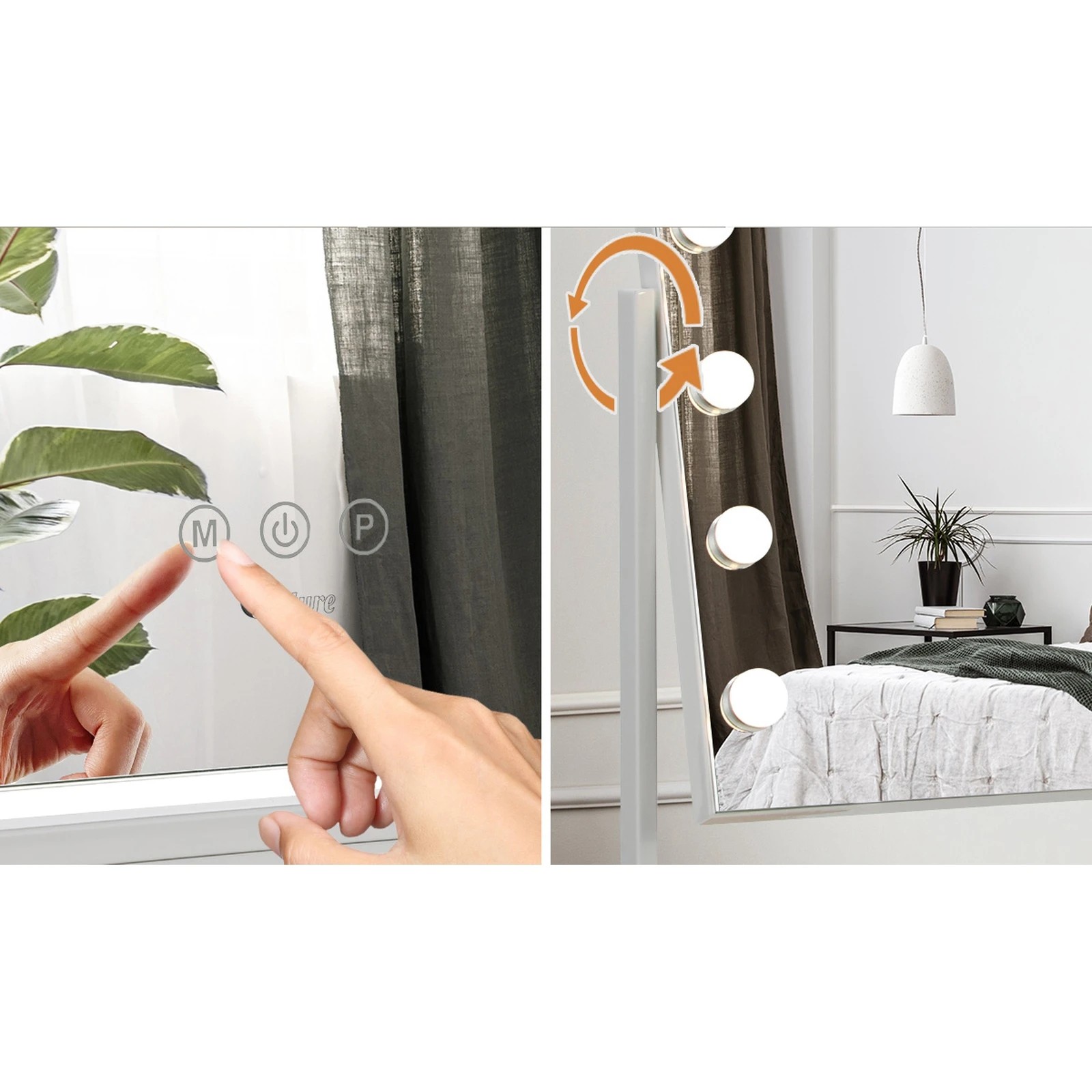 5 Oikiture Dressing Table Bluetooth Hollywood Rotatable Makeup Mirror Vanity Desk - White, 5 of 9