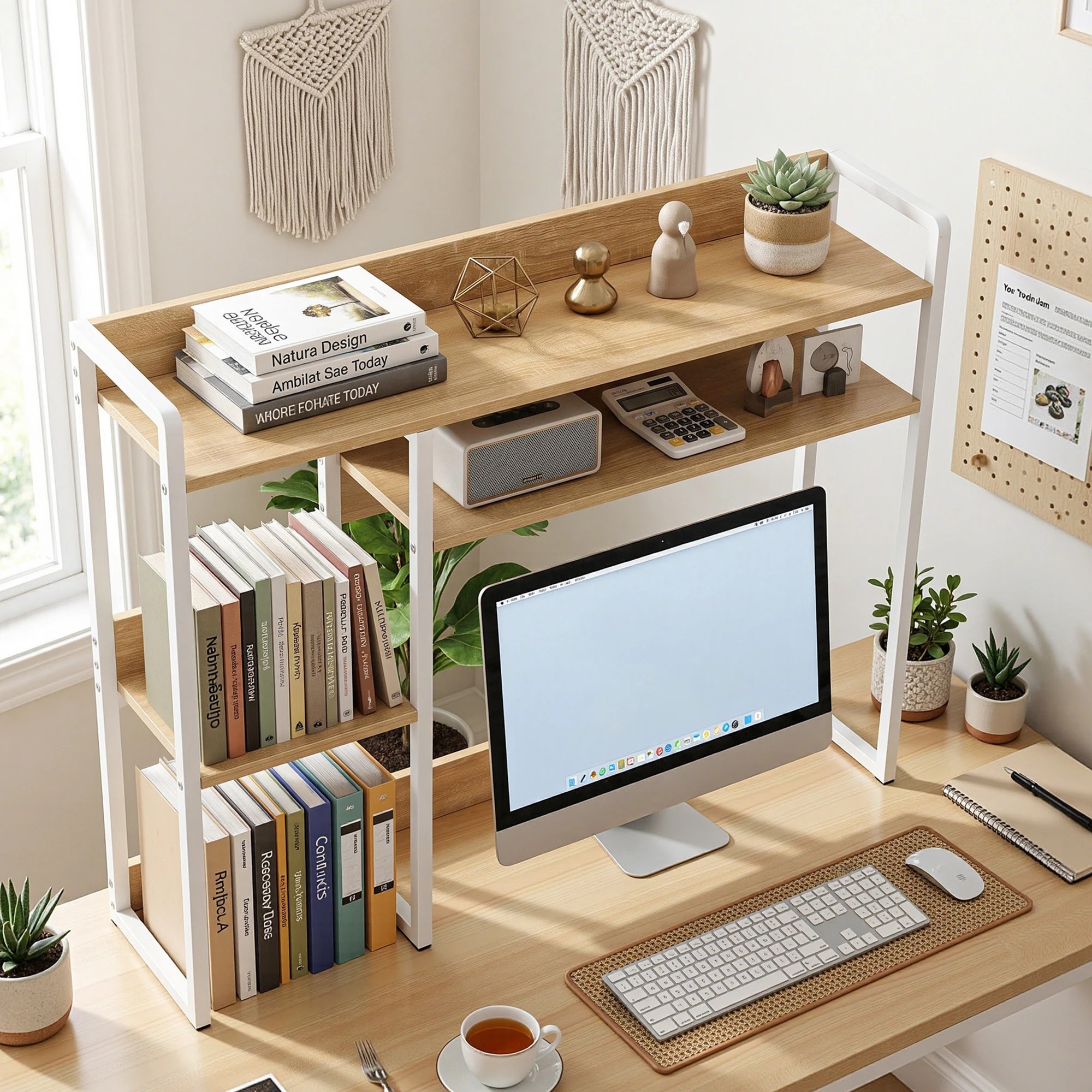 8 Artiss Artist Desk Organizer 2-Tier Desk Shelf Depth Asymmetrical Desk Hutch Dorm - Multi, 8 of 9